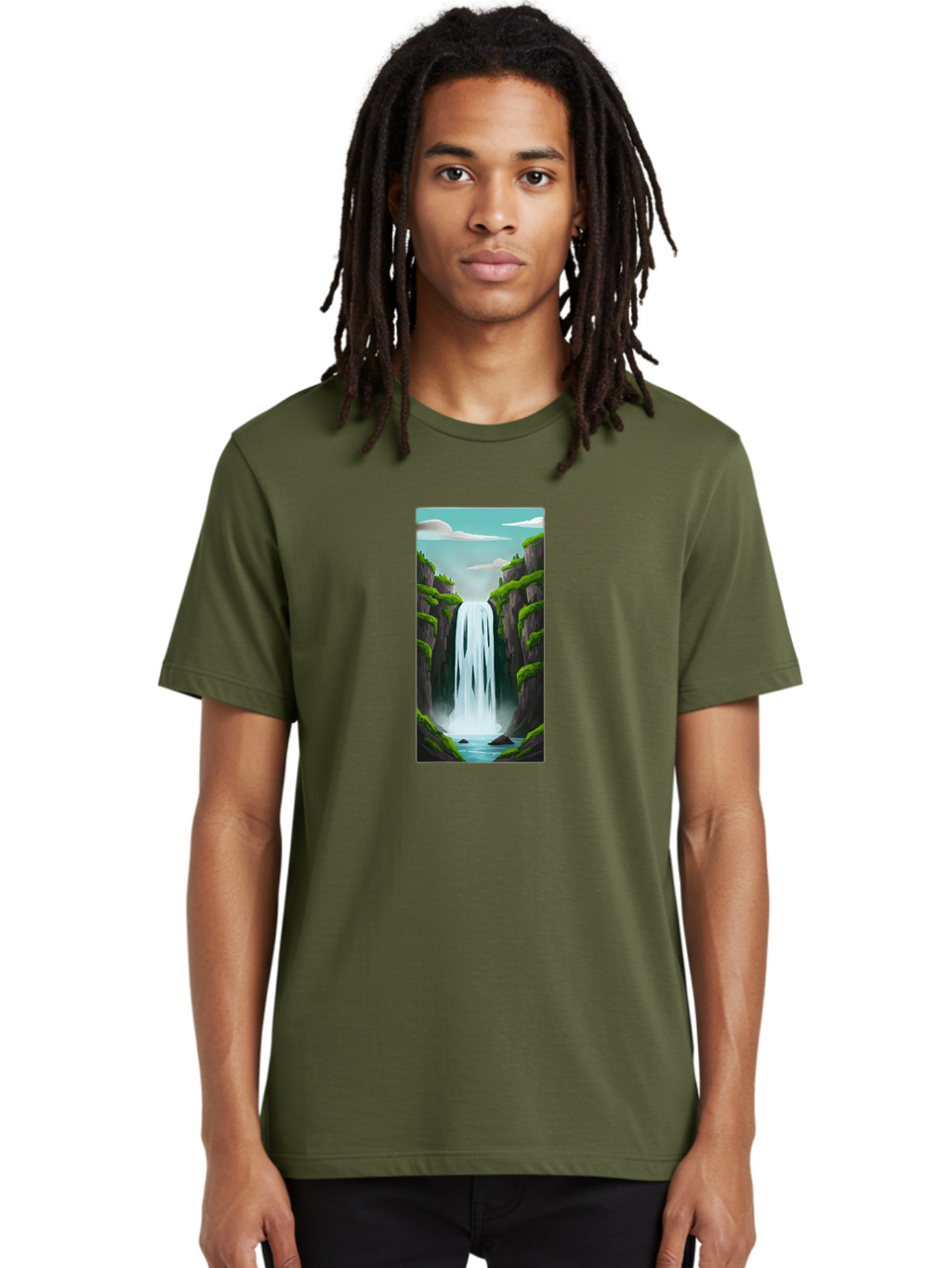 Waterfall Men'S Graphic Tee, 100% Cotton, Comfortable Casual Summer Wear, Machine Washable, Vintage Camera, Old Camera, Antique Camera, Black Camera, Classic Photography, Photography Equipment, Nostalgic Device, Film Camera, Camera Art Bal587