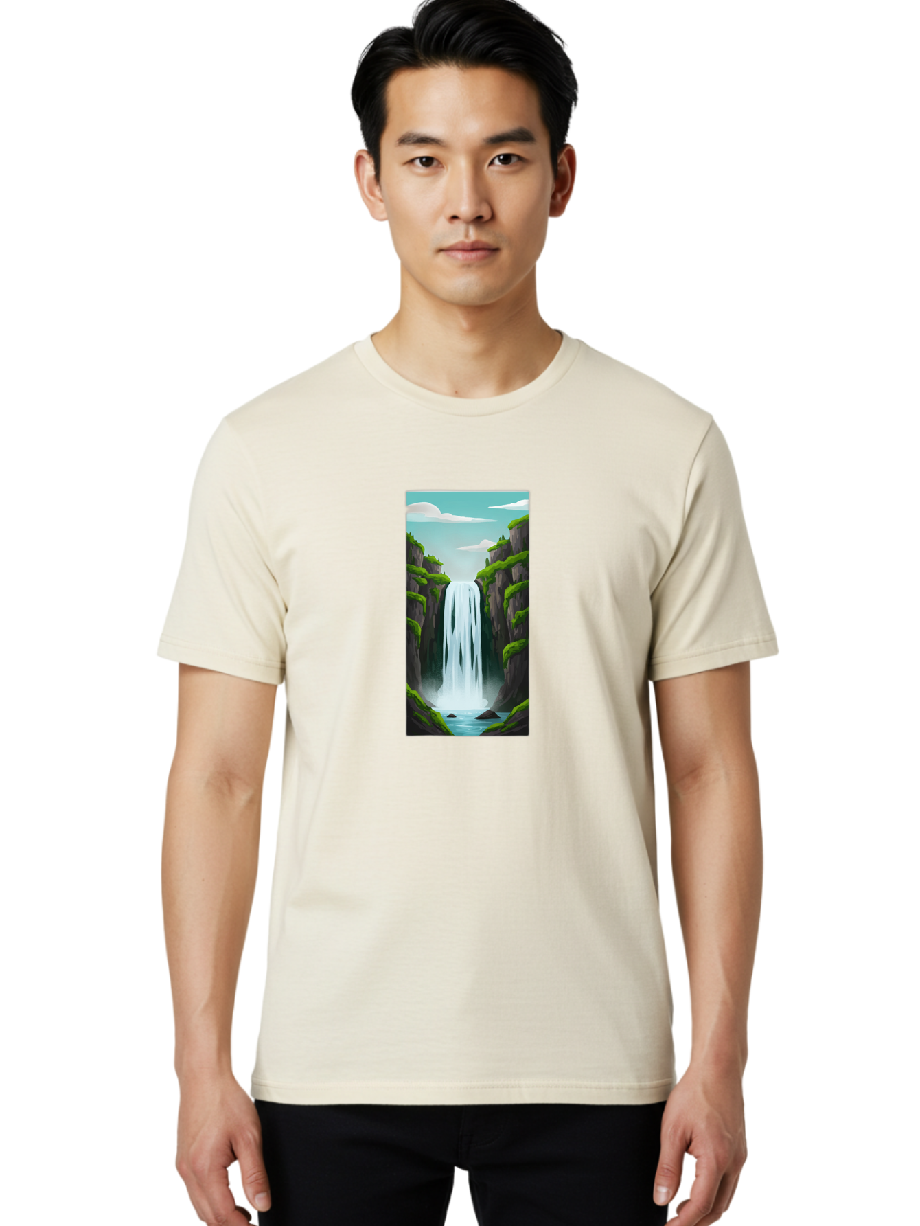 Waterfall Men'S Graphic Tee, 100% Cotton, Comfortable Casual Summer Wear, Machine Washable, Vintage Camera, Old Camera, Antique Camera, Black Camera, Classic Photography, Photography Equipment, Nostalgic Device, Film Camera, Camera Art Bal587