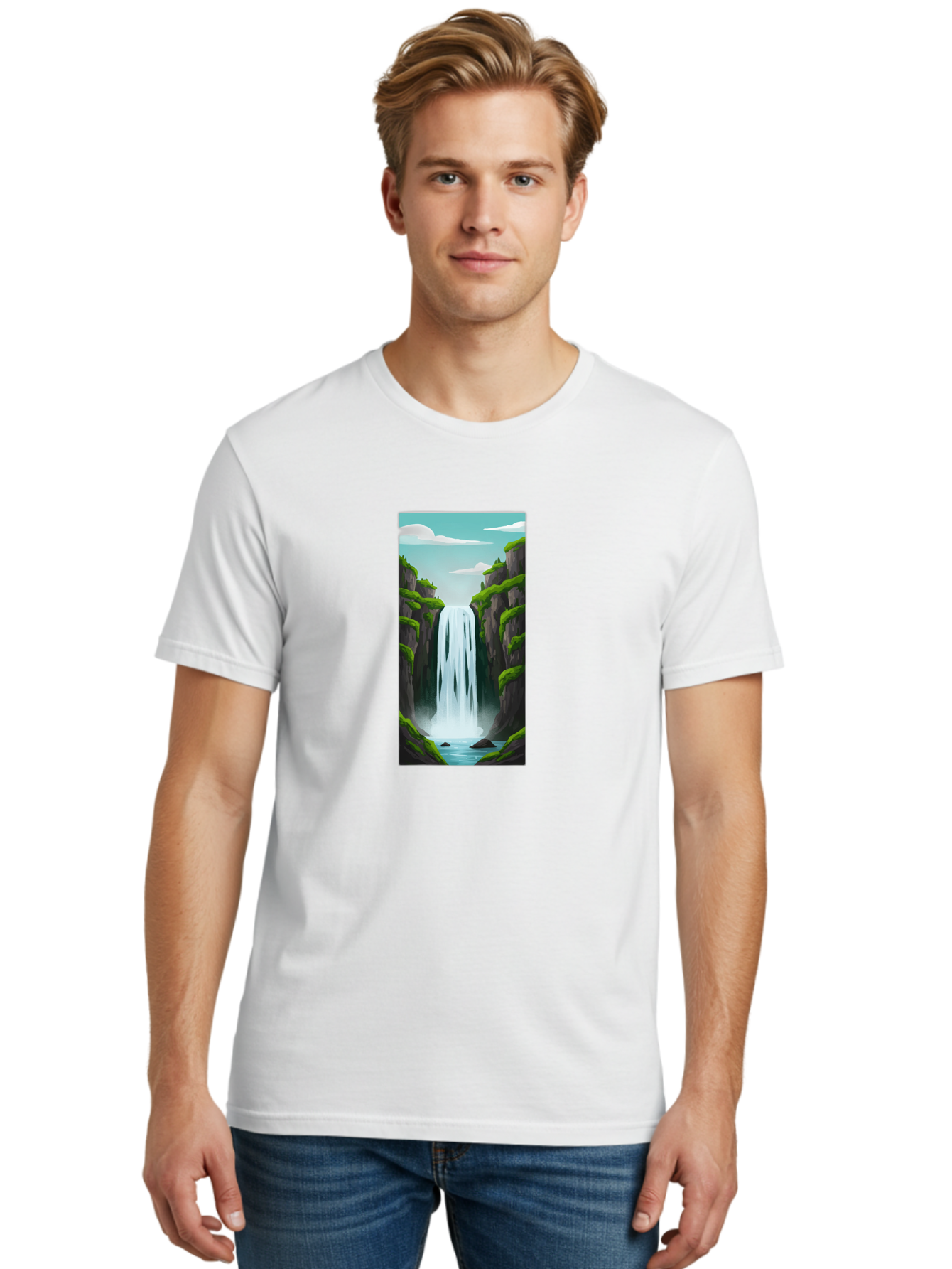 Waterfall Men'S Graphic Tee, 100% Cotton, Comfortable Casual Summer Wear, Machine Washable, Vintage Camera, Old Camera, Antique Camera, Black Camera, Classic Photography, Photography Equipment, Nostalgic Device, Film Camera, Camera Art Bal587