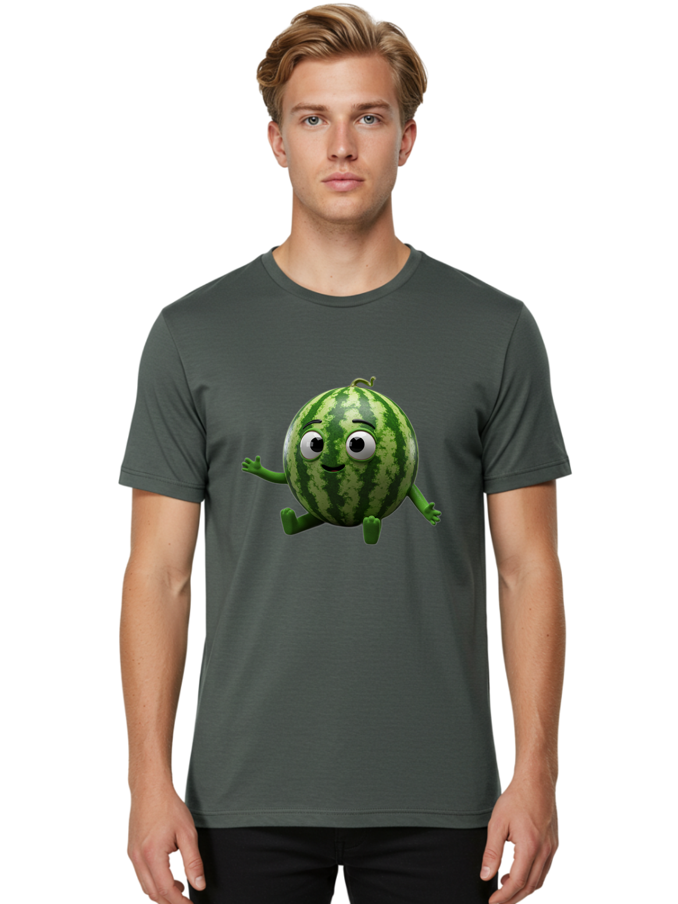 Watermelon-Character Men'S Graphic Tee, 100% Cotton, Comfortable Casual Summer Wear, Machine Washable, Vintage Camera, Old Camera, Antique Camera, Black Camera, Classic Photography, Photography Equipment, Nostalgic Device, Film Camera, Bal589