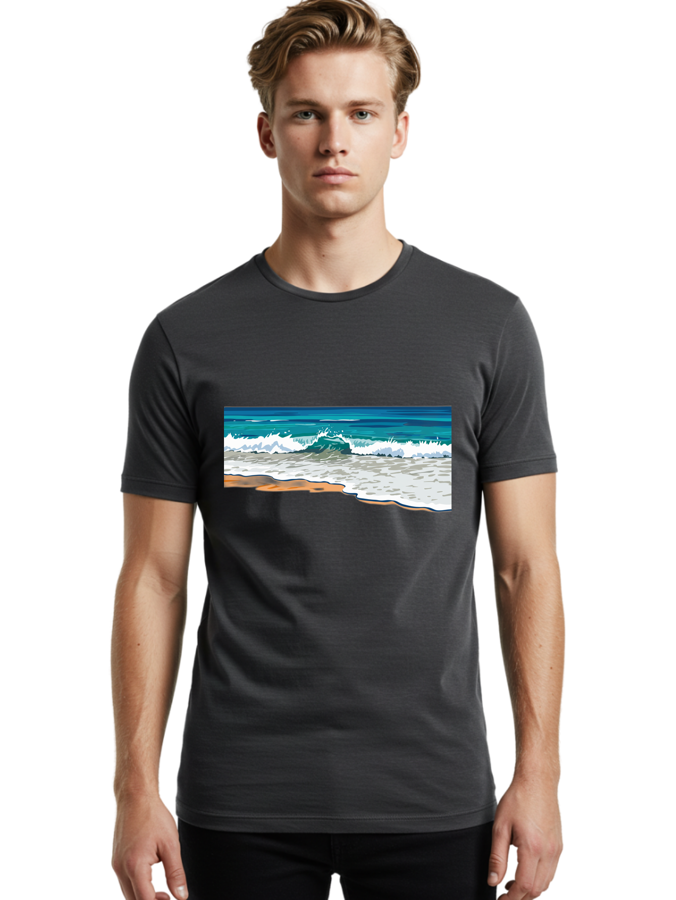 Waves-Crashing-On-Shore Men'S Graphic Tee, 100% Cotton, Comfortable Casual Summer Wear, Machine Washable, Vintage Camera, Old Camera, Antique Camera, Black Camera, Classic Photography, Photography Equipment, Nostalgic Device, Film Camera, Bal600