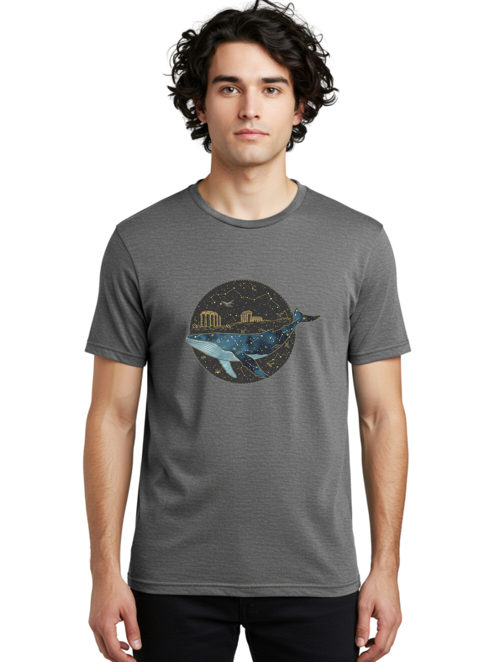 Whale-Constellation Men'S Graphic Tee, 100% Cotton, Comfortable Casual Summer Wear, Machine Washable, Vintage Camera, Old Camera, Antique Camera, Black Camera, Classic Photography, Photography Equipment, Nostalgic Device, Film Camera, Bal601