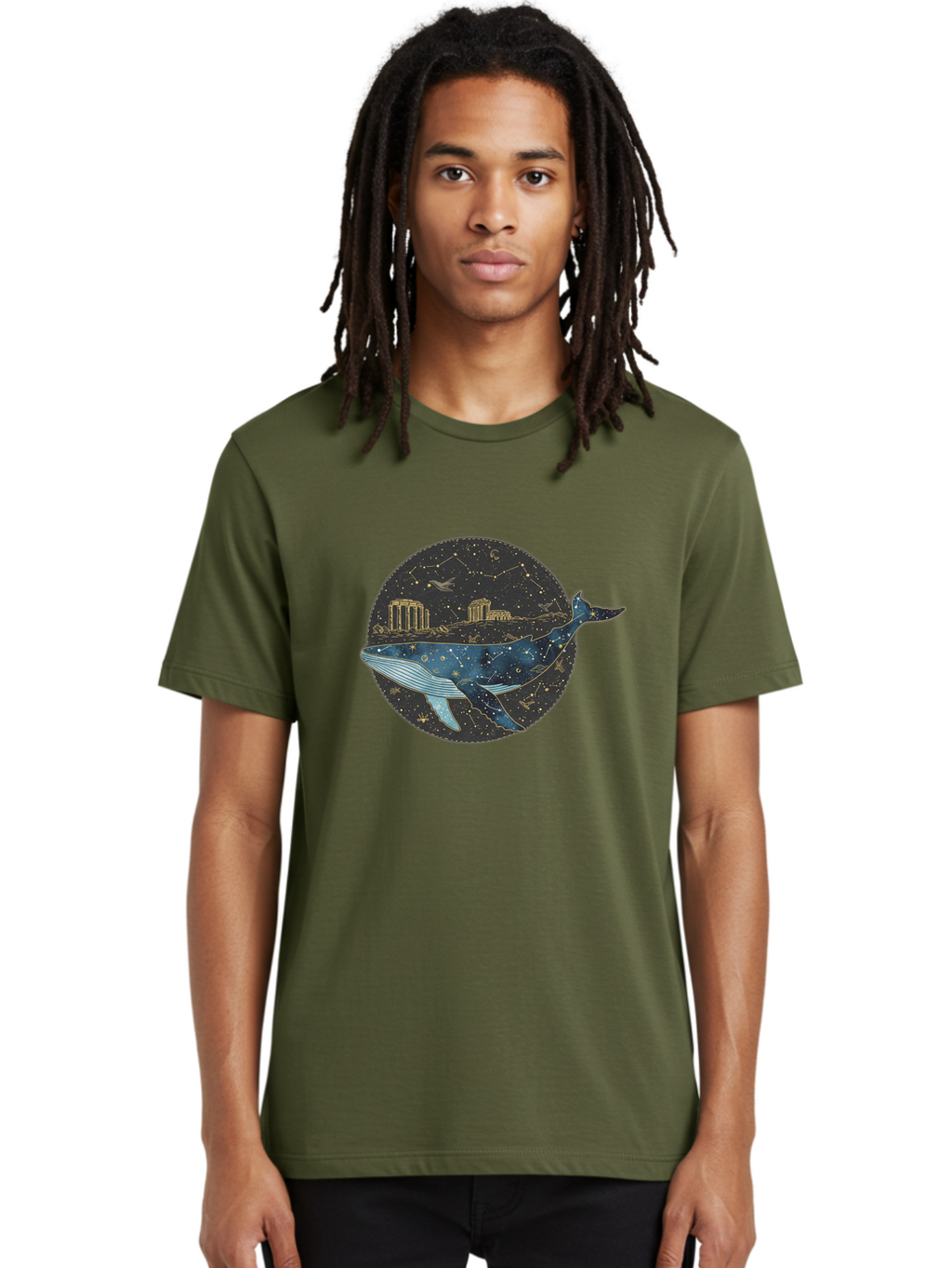 Whale-Constellation Men'S Graphic Tee, 100% Cotton, Comfortable Casual Summer Wear, Machine Washable, Vintage Camera, Old Camera, Antique Camera, Black Camera, Classic Photography, Photography Equipment, Nostalgic Device, Film Camera, Bal601