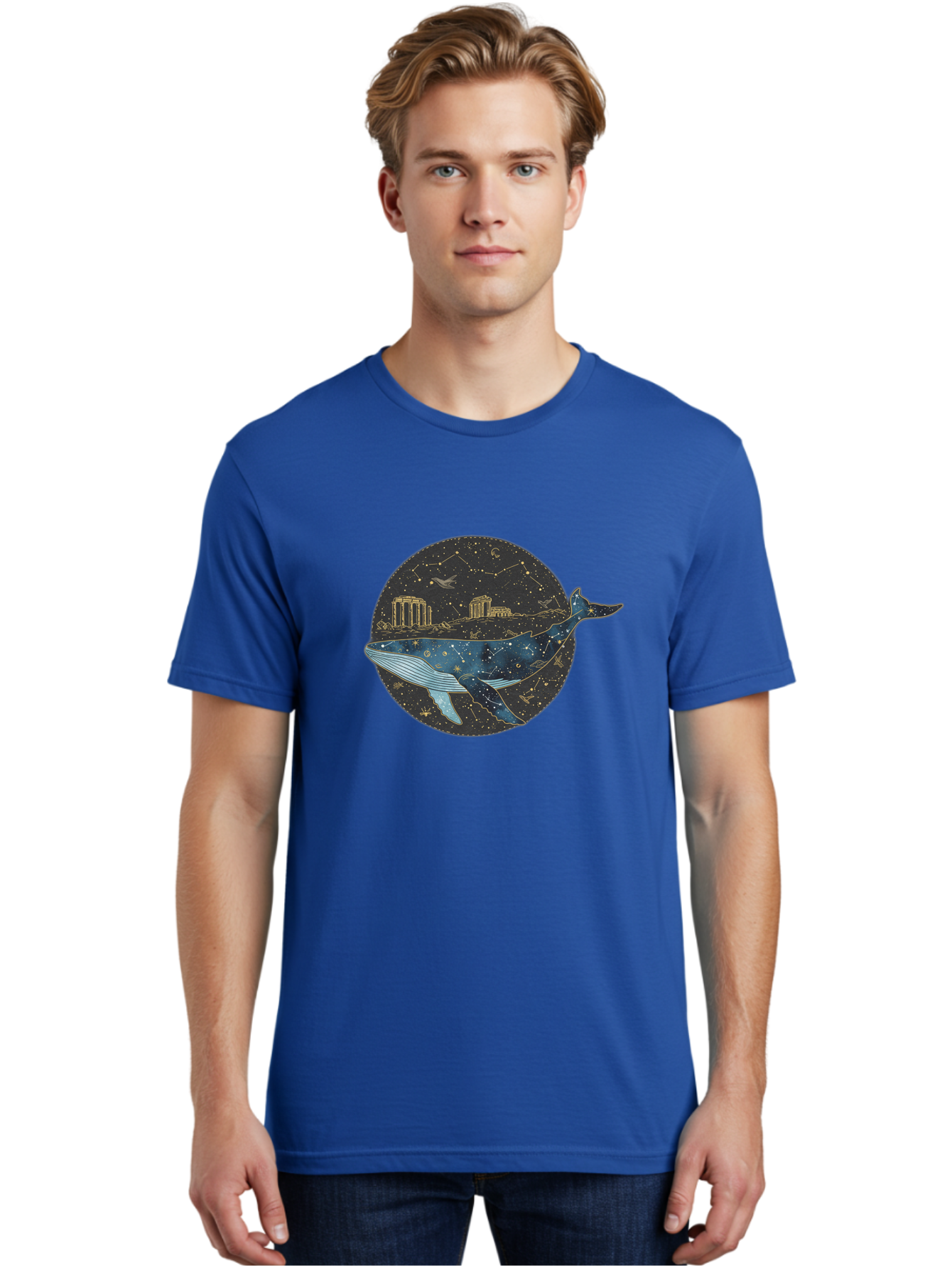 Whale-Constellation Men'S Graphic Tee, 100% Cotton, Comfortable Casual Summer Wear, Machine Washable, Vintage Camera, Old Camera, Antique Camera, Black Camera, Classic Photography, Photography Equipment, Nostalgic Device, Film Camera, Bal601