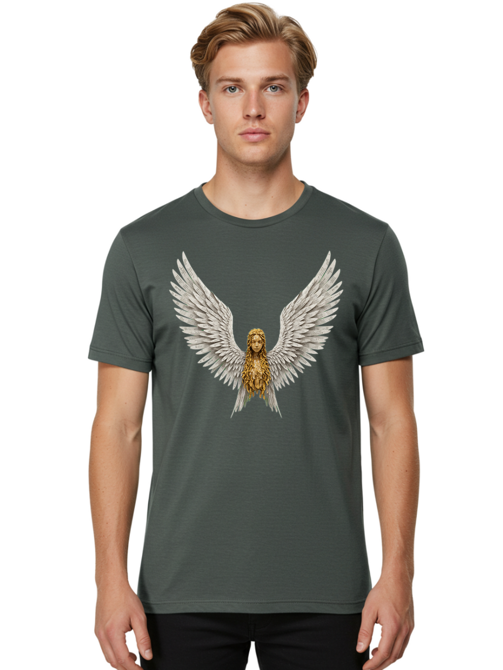 Winged-Woman Men'S Graphic Tee, 100% Cotton, Comfortable Casual Summer Wear, Machine Washable, Vintage Camera, Old Camera, Antique Camera, Black Camera, Classic Photography, Photography Equipment, Nostalgic Device, Film Camera, Camera Art Bal616