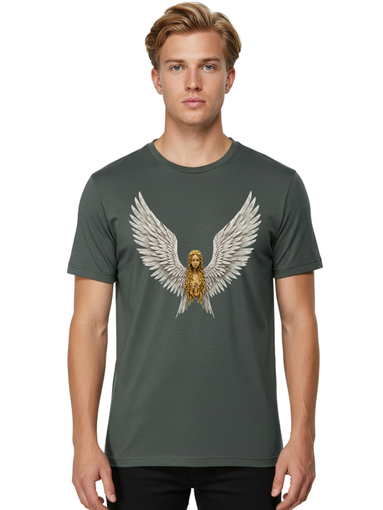 Winged-Woman Men'S Graphic Tee, 100% Cotton, Comfortable Casual Summer Wear, Machine Washable, Vintage Camera, Old Camera, Antique Camera, Black Camera, Classic Photography, Photography Equipment, Nostalgic Device, Film Camera, Camera Art Bal616