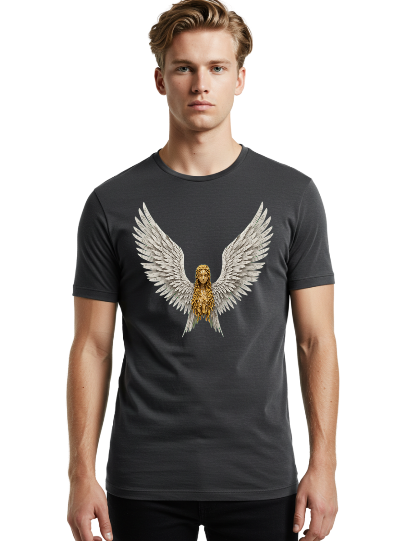 Winged-Woman Men'S Graphic Tee, 100% Cotton, Comfortable Casual Summer Wear, Machine Washable, Vintage Camera, Old Camera, Antique Camera, Black Camera, Classic Photography, Photography Equipment, Nostalgic Device, Film Camera, Camera Art Bal616