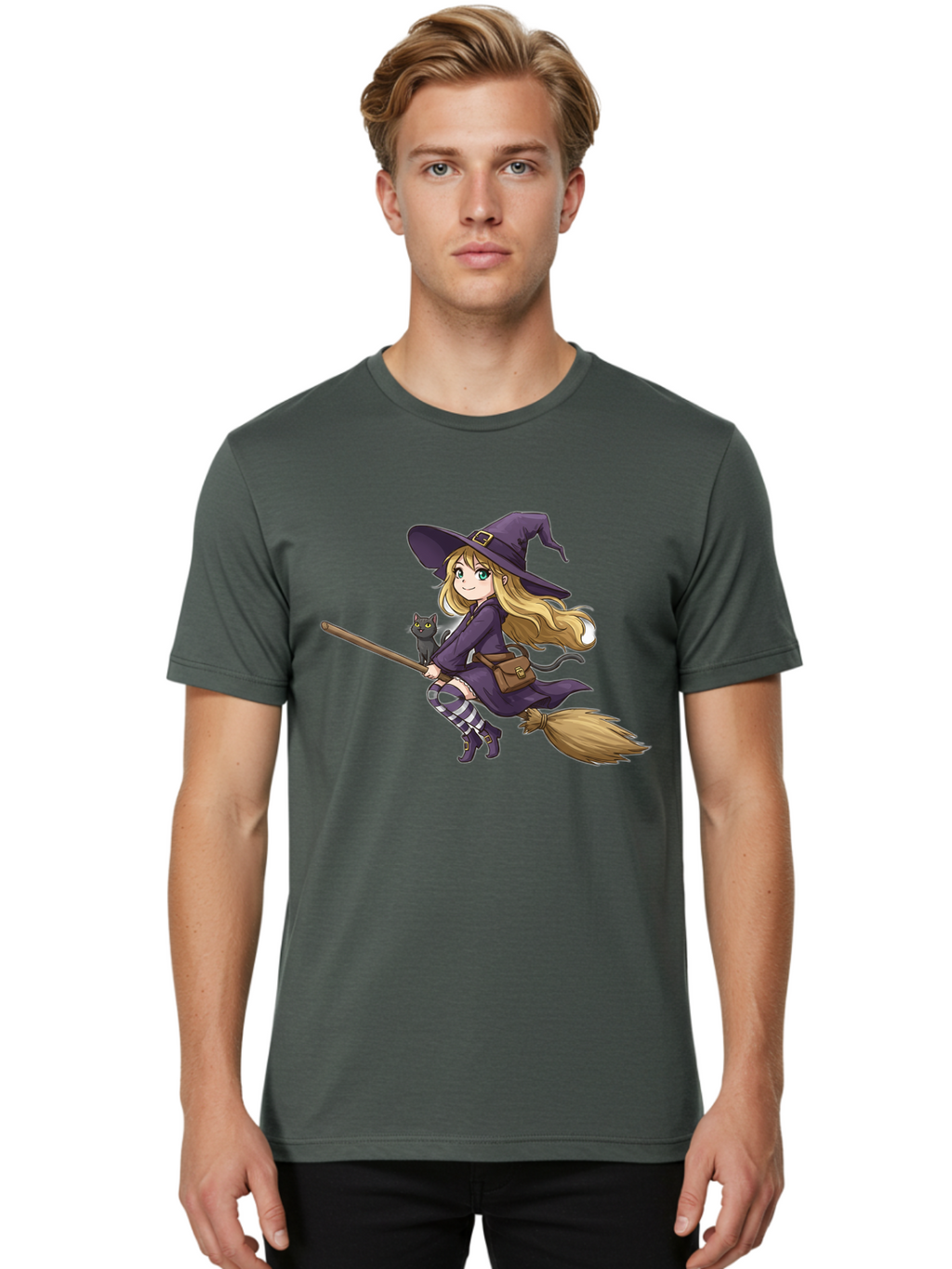 Witch-And-Cat-On-Broomstick Men'S Graphic Tee, 100% Cotton, Comfortable Casual Summer Wear, Machine Washable, Vintage Camera, Old Camera, Antique Camera, Black Camera, Classic Photography, Photography Equipment, Nostalgic Device, Film Camera, Bal617