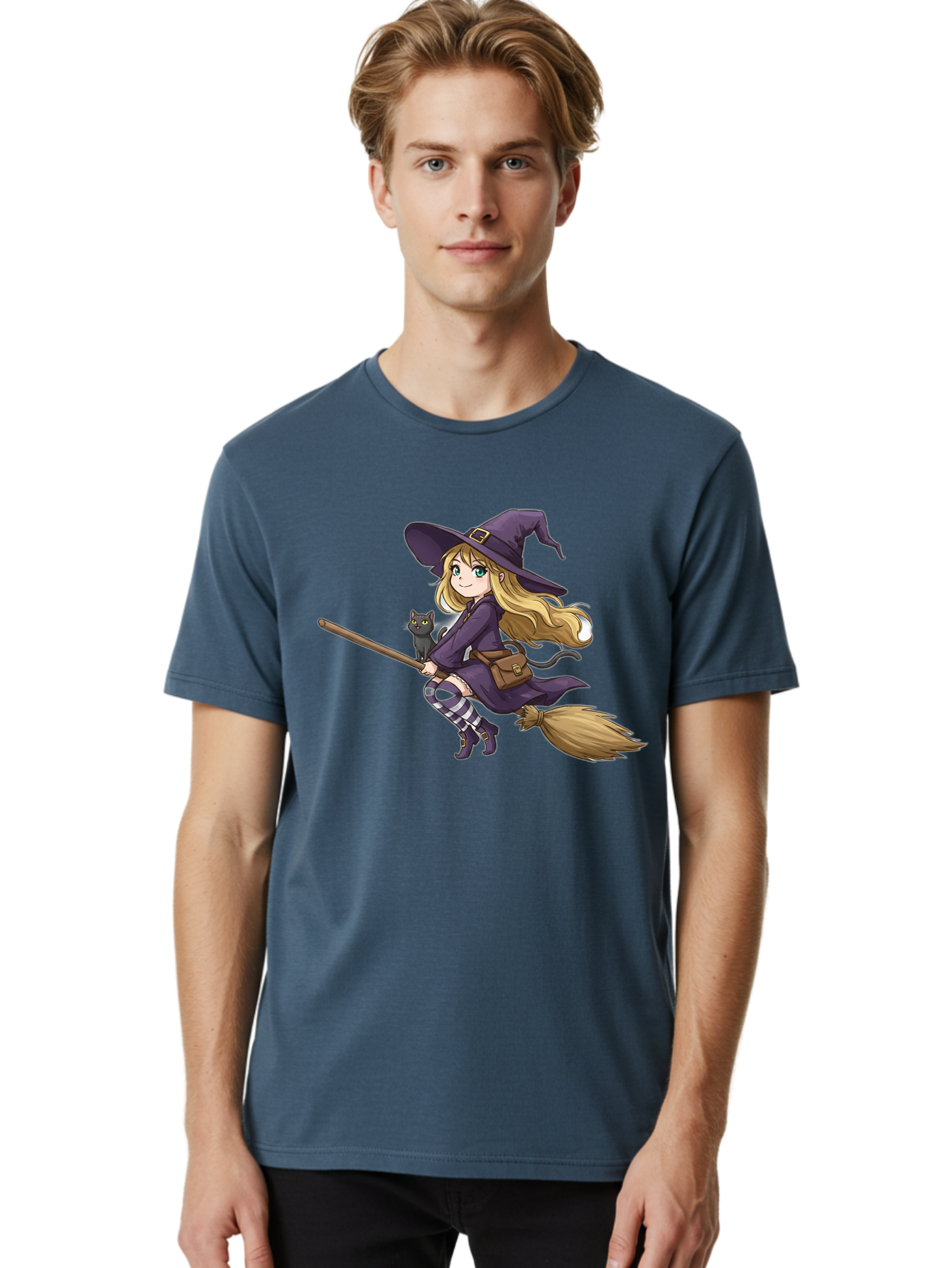 Witch-And-Cat-On-Broomstick Men'S Graphic Tee, 100% Cotton, Comfortable Casual Summer Wear, Machine Washable, Vintage Camera, Old Camera, Antique Camera, Black Camera, Classic Photography, Photography Equipment, Nostalgic Device, Film Camera, Bal617