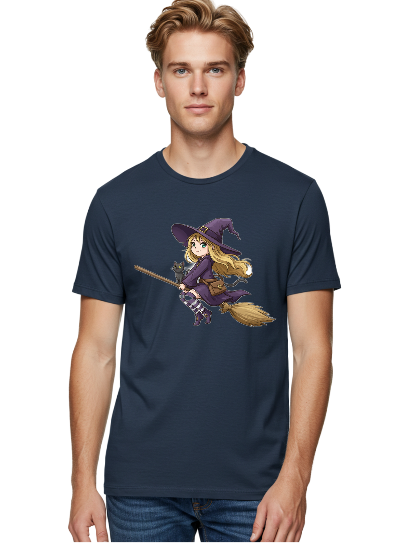 Witch-And-Cat-On-Broomstick Men'S Graphic Tee, 100% Cotton, Comfortable Casual Summer Wear, Machine Washable, Vintage Camera, Old Camera, Antique Camera, Black Camera, Classic Photography, Photography Equipment, Nostalgic Device, Film Camera, Bal617
