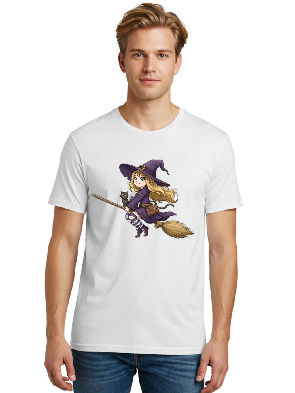 Witch-And-Cat-On-Broomstick Men'S Graphic Tee, 100% Cotton, Comfortable Casual Summer Wear, Machine Washable, Vintage Camera, Old Camera, Antique Camera, Black Camera, Classic Photography, Photography Equipment, Nostalgic Device, Film Camera, Bal617