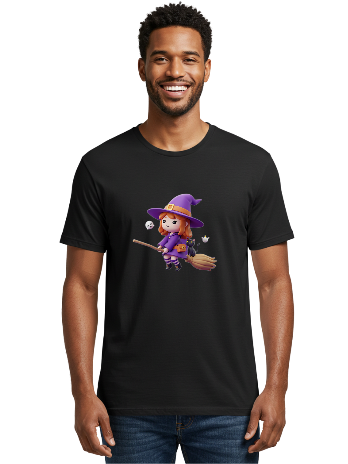 Witch-Flying-On-Broomstick-1 Men'S Graphic Tee, 100% Cotton, Comfortable Casual Summer Wear, Machine Washable, Vintage Camera, Old Camera, Antique Camera, Black Camera, Classic Photography, Photography Equipment, Nostalgic Device, Film Camera, Bal619