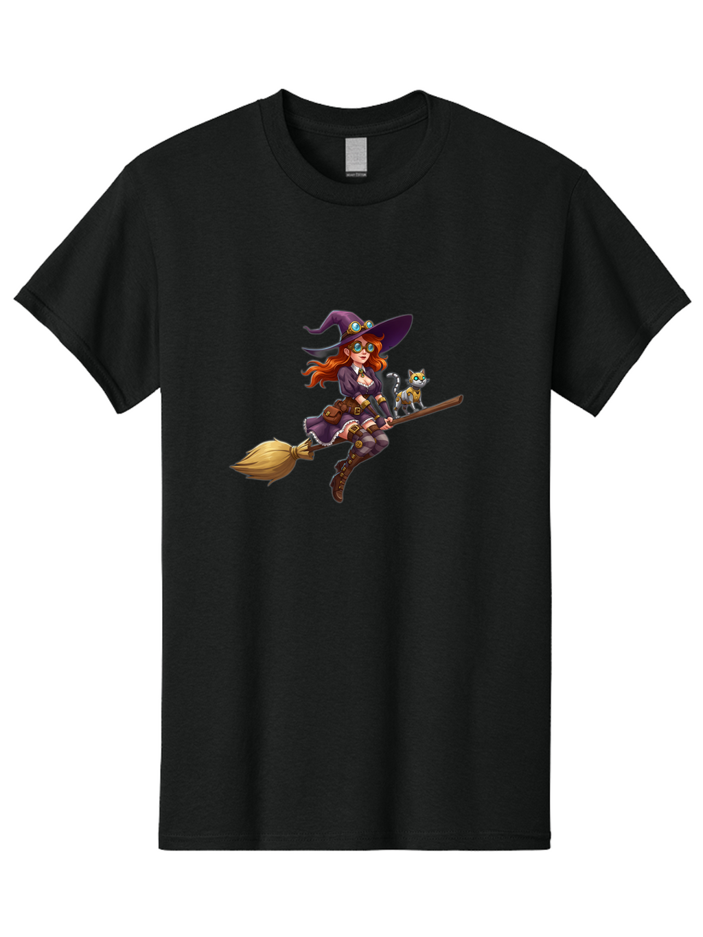 Witch-Flying-With-Cat-1 Men'S Graphic Tee, 100% Cotton, Comfortable Casual Summer Wear, Machine Washable, Vintage Camera, Old Camera, Antique Camera, Black Camera, Classic Photography, Photography Equipment, Nostalgic Device, Film Camera, Bal621