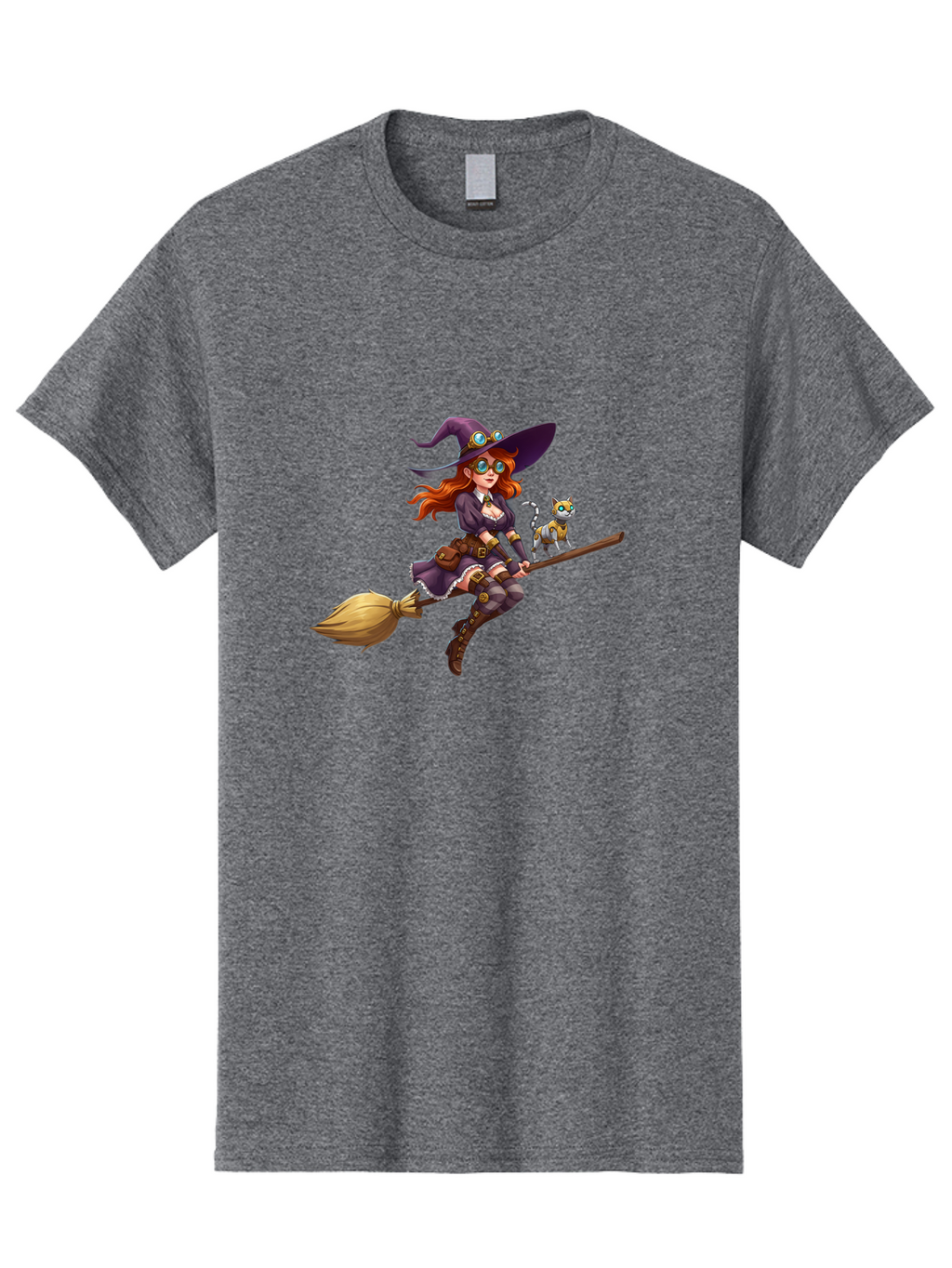 Witch-Flying-With-Cat-1 Men'S Graphic Tee, 100% Cotton, Comfortable Casual Summer Wear, Machine Washable, Vintage Camera, Old Camera, Antique Camera, Black Camera, Classic Photography, Photography Equipment, Nostalgic Device, Film Camera, Bal621