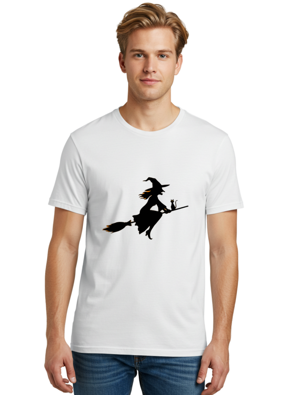 Witch-Flying-With-Cat Men'S Graphic Tee, 100% Cotton, Comfortable Casual Summer Wear, Machine Washable, Vintage Camera, Old Camera, Antique Camera, Black Camera, Classic Photography, Photography Equipment, Nostalgic Device, Film Camera, Bal623