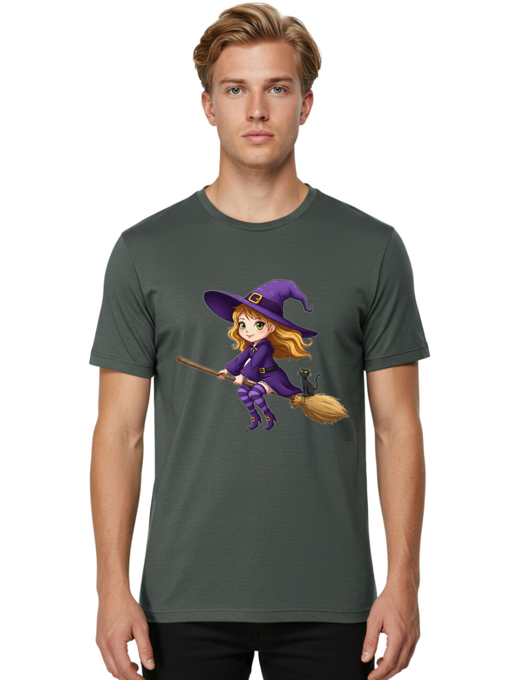 Witch-Flying Men'S Graphic Tee, 100% Cotton, Comfortable Casual Summer Wear, Machine Washable, Vintage Camera, Old Camera, Antique Camera, Black Camera, Classic Photography, Photography Equipment, Nostalgic Device, Film Camera, Camera Art Bal624