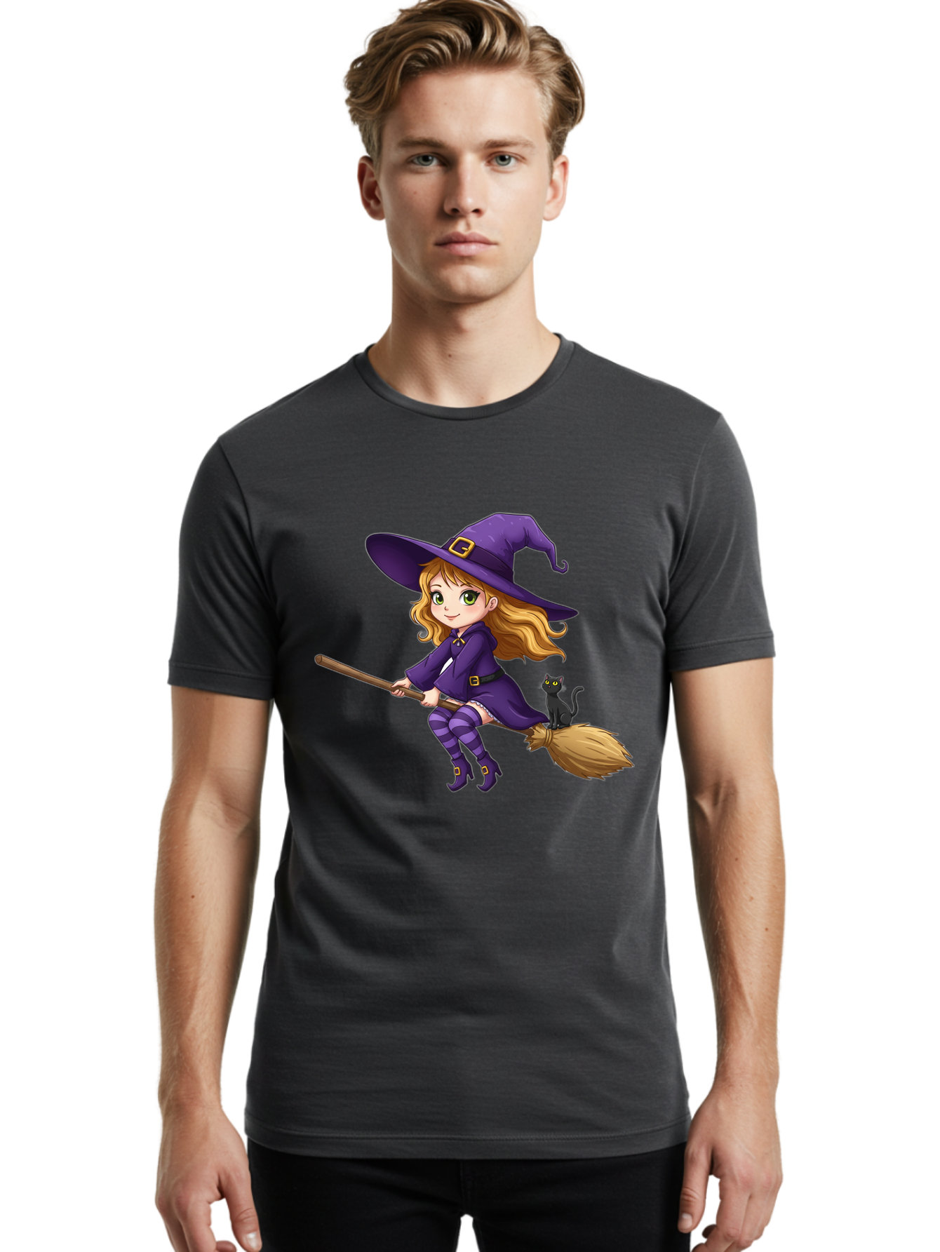 Witch-Flying Men'S Graphic Tee, 100% Cotton, Comfortable Casual Summer Wear, Machine Washable, Vintage Camera, Old Camera, Antique Camera, Black Camera, Classic Photography, Photography Equipment, Nostalgic Device, Film Camera, Camera Art Bal624