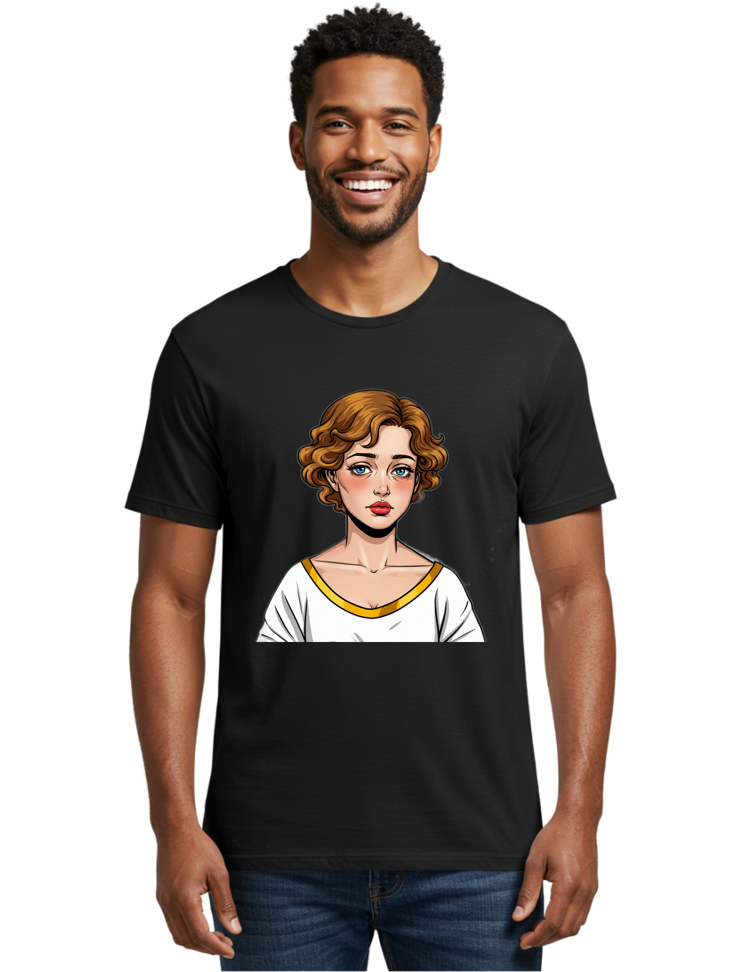 Woman-Portrait-1 Men'S Graphic Tee, 100% Cotton, Comfortable Casual Summer Wear, Machine Washable, Vintage Camera, Old Camera, Antique Camera, Black Camera, Classic Photography, Photography Equipment, Nostalgic Device, Film Camera, Camera Art Bal628