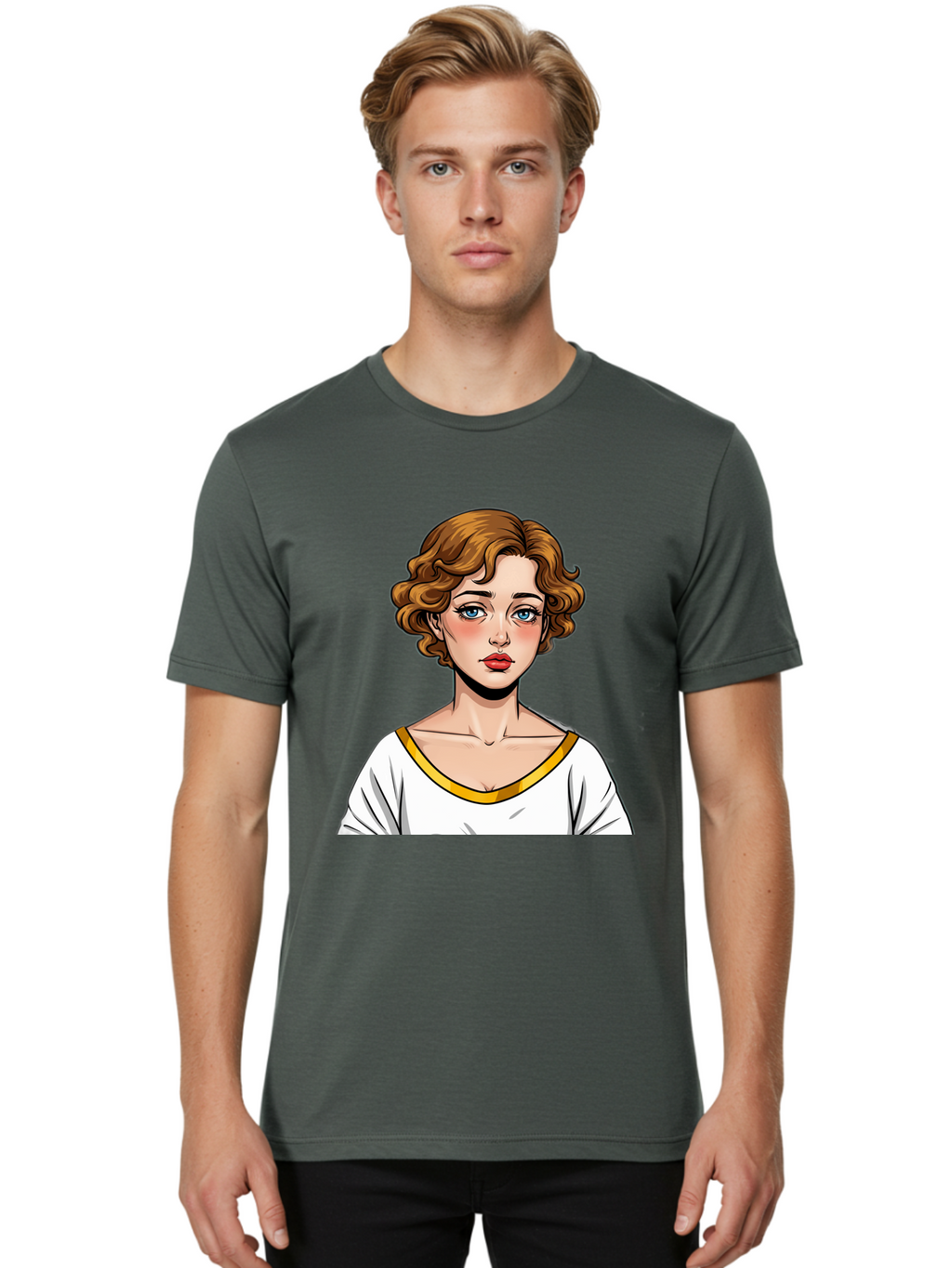 Woman-Portrait-1 Men'S Graphic Tee, 100% Cotton, Comfortable Casual Summer Wear, Machine Washable, Vintage Camera, Old Camera, Antique Camera, Black Camera, Classic Photography, Photography Equipment, Nostalgic Device, Film Camera, Camera Art Bal628