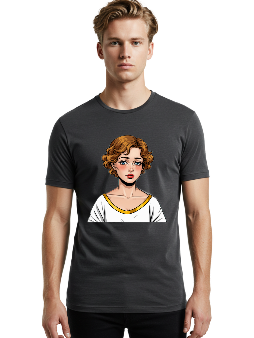 Woman-Portrait-1 Men'S Graphic Tee, 100% Cotton, Comfortable Casual Summer Wear, Machine Washable, Vintage Camera, Old Camera, Antique Camera, Black Camera, Classic Photography, Photography Equipment, Nostalgic Device, Film Camera, Camera Art Bal628