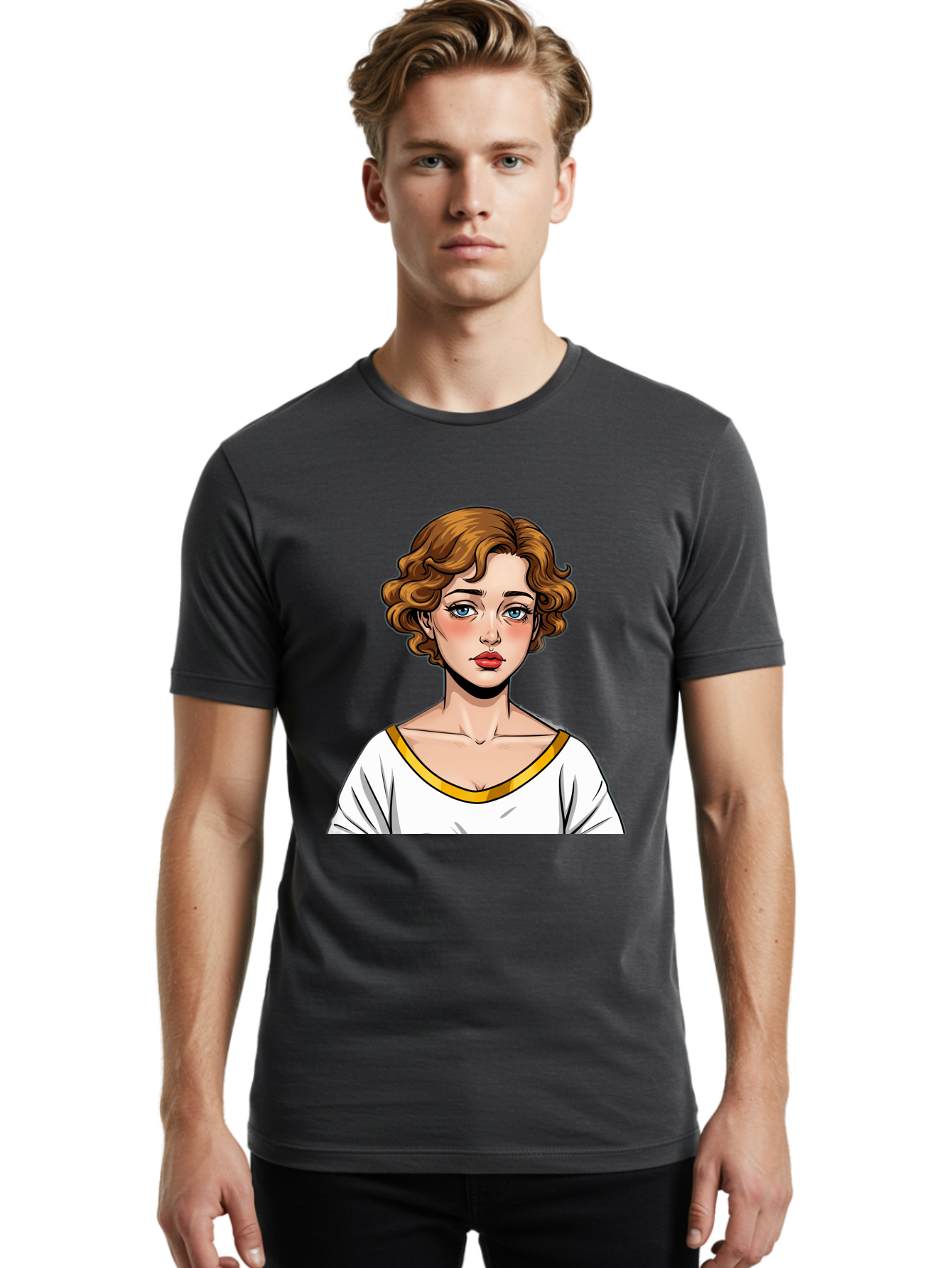 Woman-Portrait-1 Men'S Graphic Tee, 100% Cotton, Comfortable Casual Summer Wear, Machine Washable, Vintage Camera, Old Camera, Antique Camera, Black Camera, Classic Photography, Photography Equipment, Nostalgic Device, Film Camera, Camera Art Bal628
