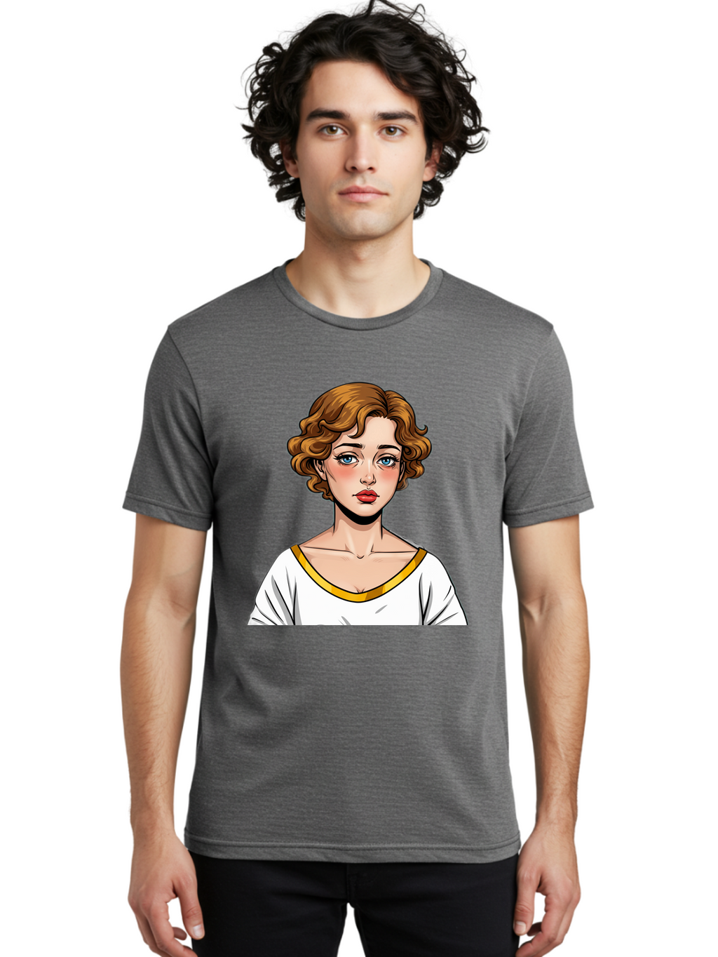 Woman-Portrait-1 Men'S Graphic Tee, 100% Cotton, Comfortable Casual Summer Wear, Machine Washable, Vintage Camera, Old Camera, Antique Camera, Black Camera, Classic Photography, Photography Equipment, Nostalgic Device, Film Camera, Camera Art Bal628