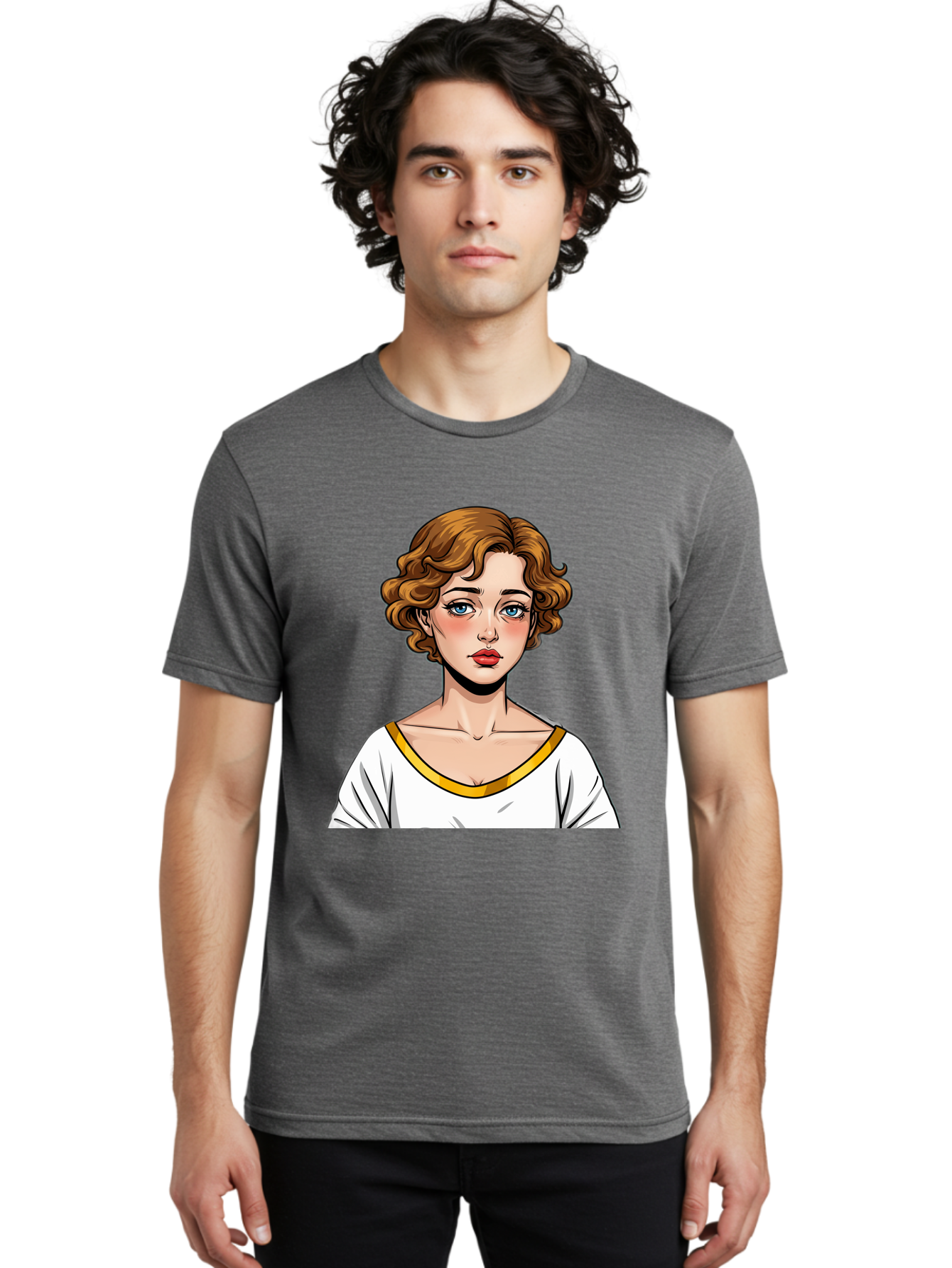 Woman-Portrait-1 Men'S Graphic Tee, 100% Cotton, Comfortable Casual Summer Wear, Machine Washable, Vintage Camera, Old Camera, Antique Camera, Black Camera, Classic Photography, Photography Equipment, Nostalgic Device, Film Camera, Camera Art Bal628