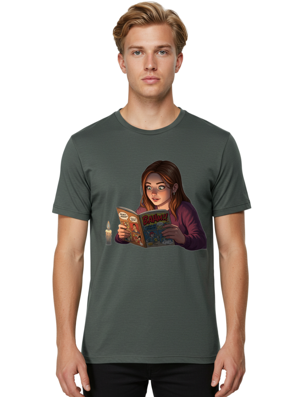 Woman-Reading-Comic Men'S Graphic Tee, 100% Cotton, Comfortable Casual Summer Wear, Machine Washable, Vintage Camera, Old Camera, Antique Camera, Black Camera, Classic Photography, Photography Equipment, Nostalgic Device, Film Camera, Bal631