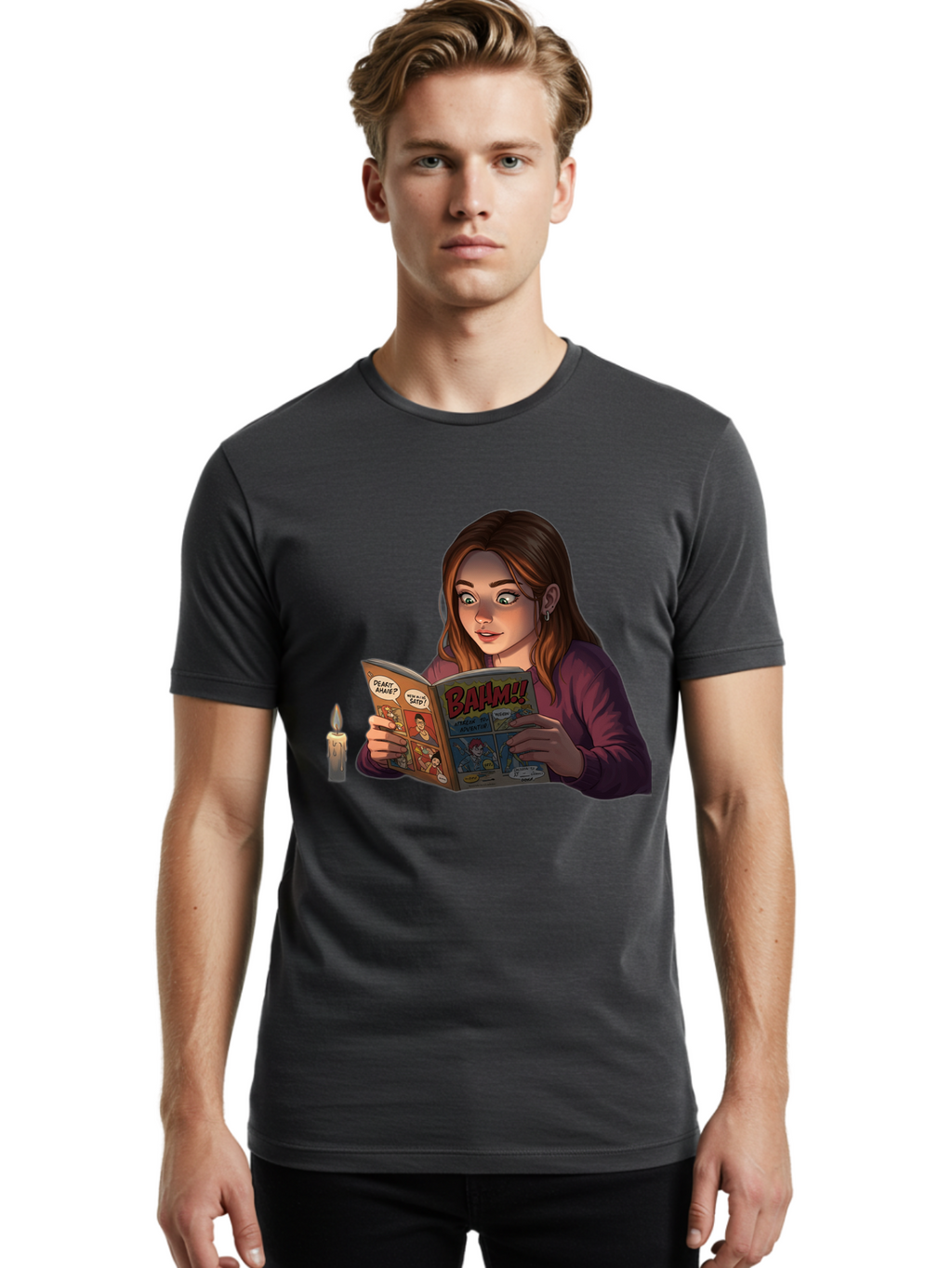Woman-Reading-Comic Men'S Graphic Tee, 100% Cotton, Comfortable Casual Summer Wear, Machine Washable, Vintage Camera, Old Camera, Antique Camera, Black Camera, Classic Photography, Photography Equipment, Nostalgic Device, Film Camera, Bal631