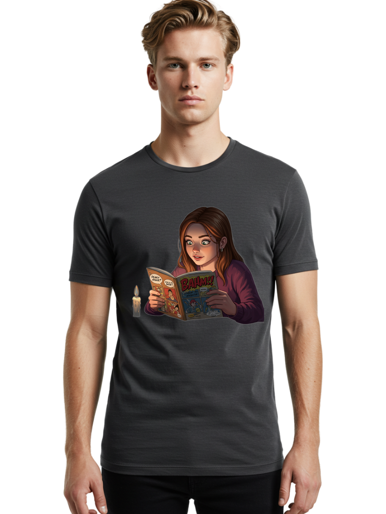 Woman-Reading-Comic Men'S Graphic Tee, 100% Cotton, Comfortable Casual Summer Wear, Machine Washable, Vintage Camera, Old Camera, Antique Camera, Black Camera, Classic Photography, Photography Equipment, Nostalgic Device, Film Camera, Bal631