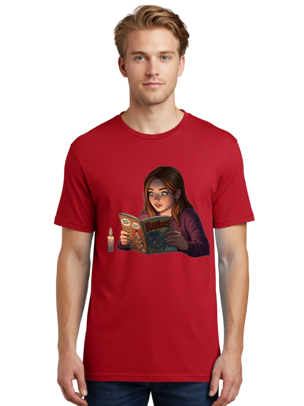Woman-Reading-Comic Men'S Graphic Tee, 100% Cotton, Comfortable Casual Summer Wear, Machine Washable, Vintage Camera, Old Camera, Antique Camera, Black Camera, Classic Photography, Photography Equipment, Nostalgic Device, Film Camera, Bal631