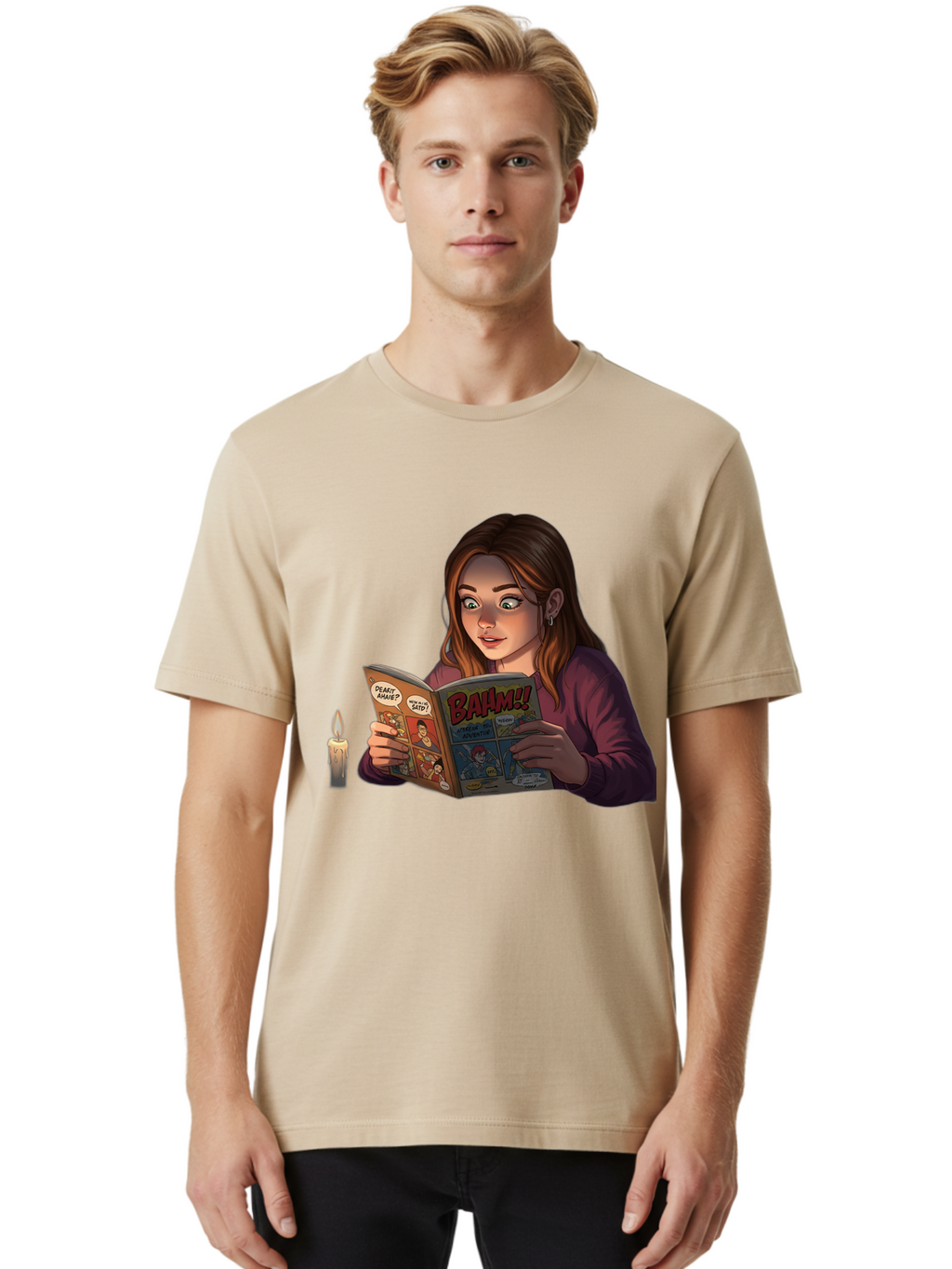 Woman-Reading-Comic Men'S Graphic Tee, 100% Cotton, Comfortable Casual Summer Wear, Machine Washable, Vintage Camera, Old Camera, Antique Camera, Black Camera, Classic Photography, Photography Equipment, Nostalgic Device, Film Camera, Bal631