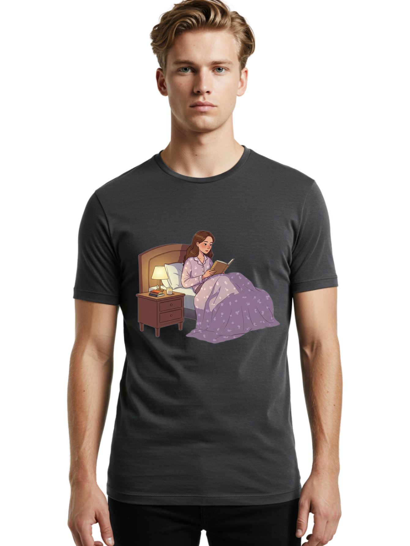 Woman-Reading-In-Bed Men'S Graphic Tee, 100% Cotton, Comfortable Casual Summer Wear, Machine Washable, Vintage Camera, Old Camera, Antique Camera, Black Camera, Classic Photography, Photography Equipment, Nostalgic Device, Film Camera, Bal632