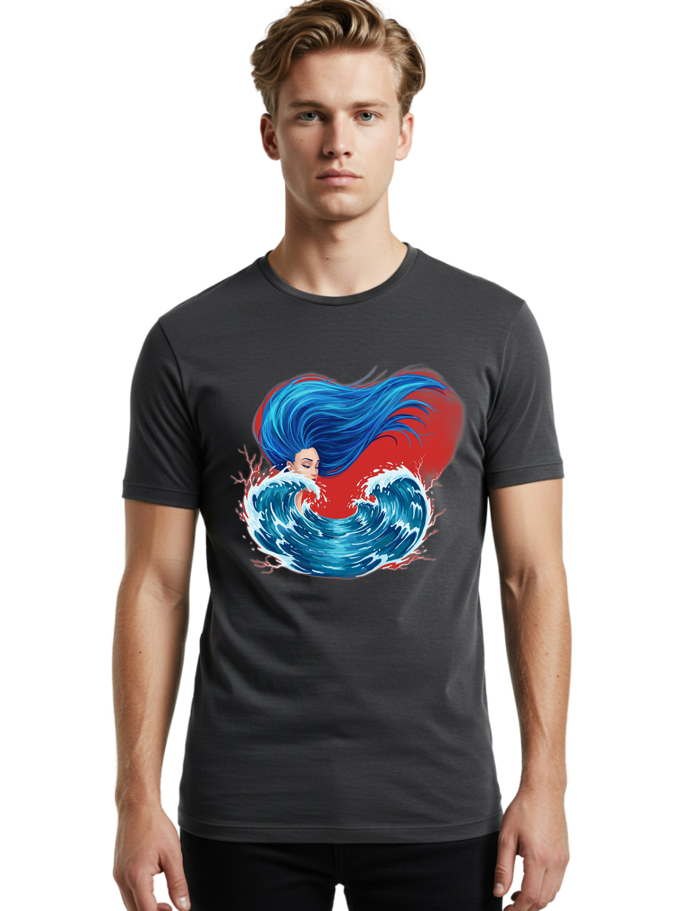 Woman-With-Flowing-Hair-1 Men'S Graphic Tee, 100% Cotton, Comfortable Casual Summer Wear, Machine Washable, Vintage Camera, Old Camera, Antique Camera, Black Camera, Classic Photography, Photography Equipment, Nostalgic Device, Film Camera, Bal634