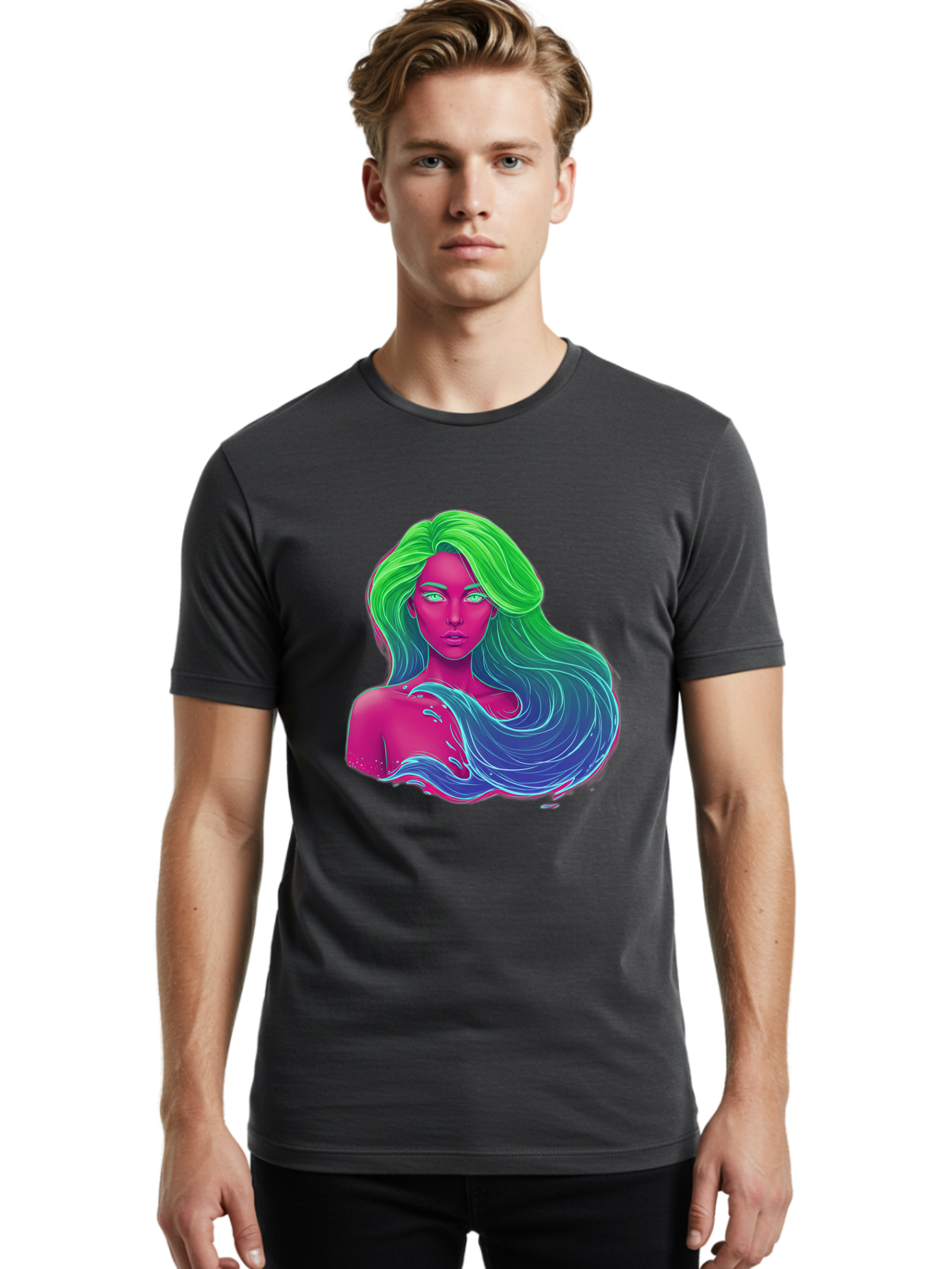Woman-With-Flowing-Hair Men'S Graphic Tee, 100% Cotton, Comfortable Casual Summer Wear, Machine Washable, Vintage Camera, Old Camera, Antique Camera, Black Camera, Classic Photography, Photography Equipment, Nostalgic Device, Film Camera, Bal635