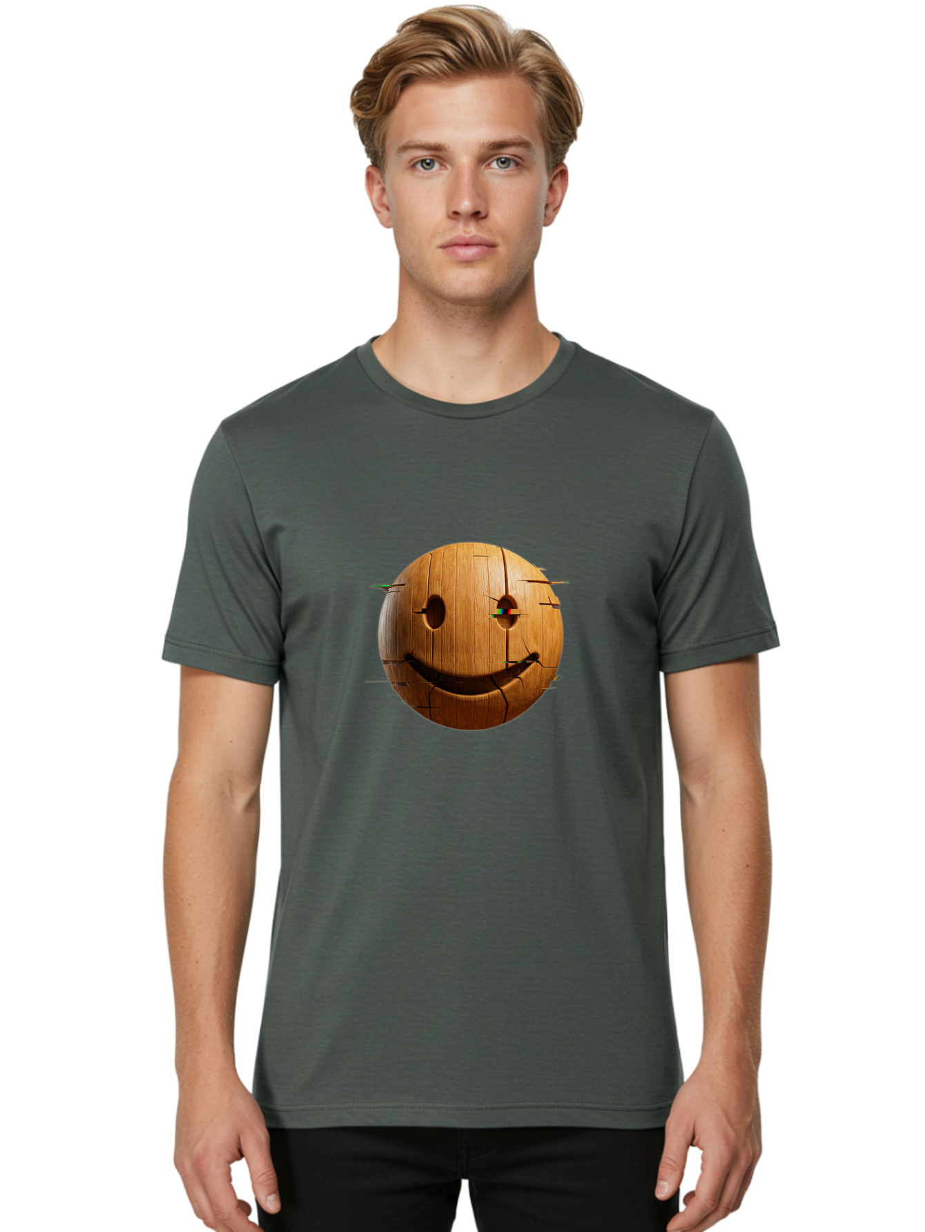 Wooden-Smiley Men'S Graphic Tee, 100% Cotton, Comfortable Casual Summer Wear, Machine Washable, Vintage Camera, Old Camera, Antique Camera, Black Camera, Classic Photography, Photography Equipment, Nostalgic Device, Film Camera, Camera Art Bal639