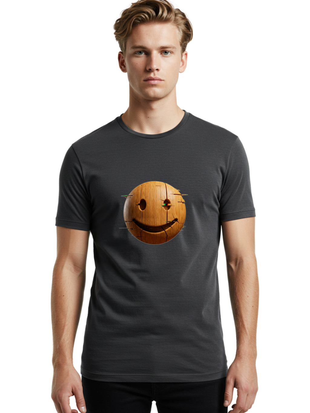 Wooden-Smiley Men'S Graphic Tee, 100% Cotton, Comfortable Casual Summer Wear, Machine Washable, Vintage Camera, Old Camera, Antique Camera, Black Camera, Classic Photography, Photography Equipment, Nostalgic Device, Film Camera, Camera Art Bal639