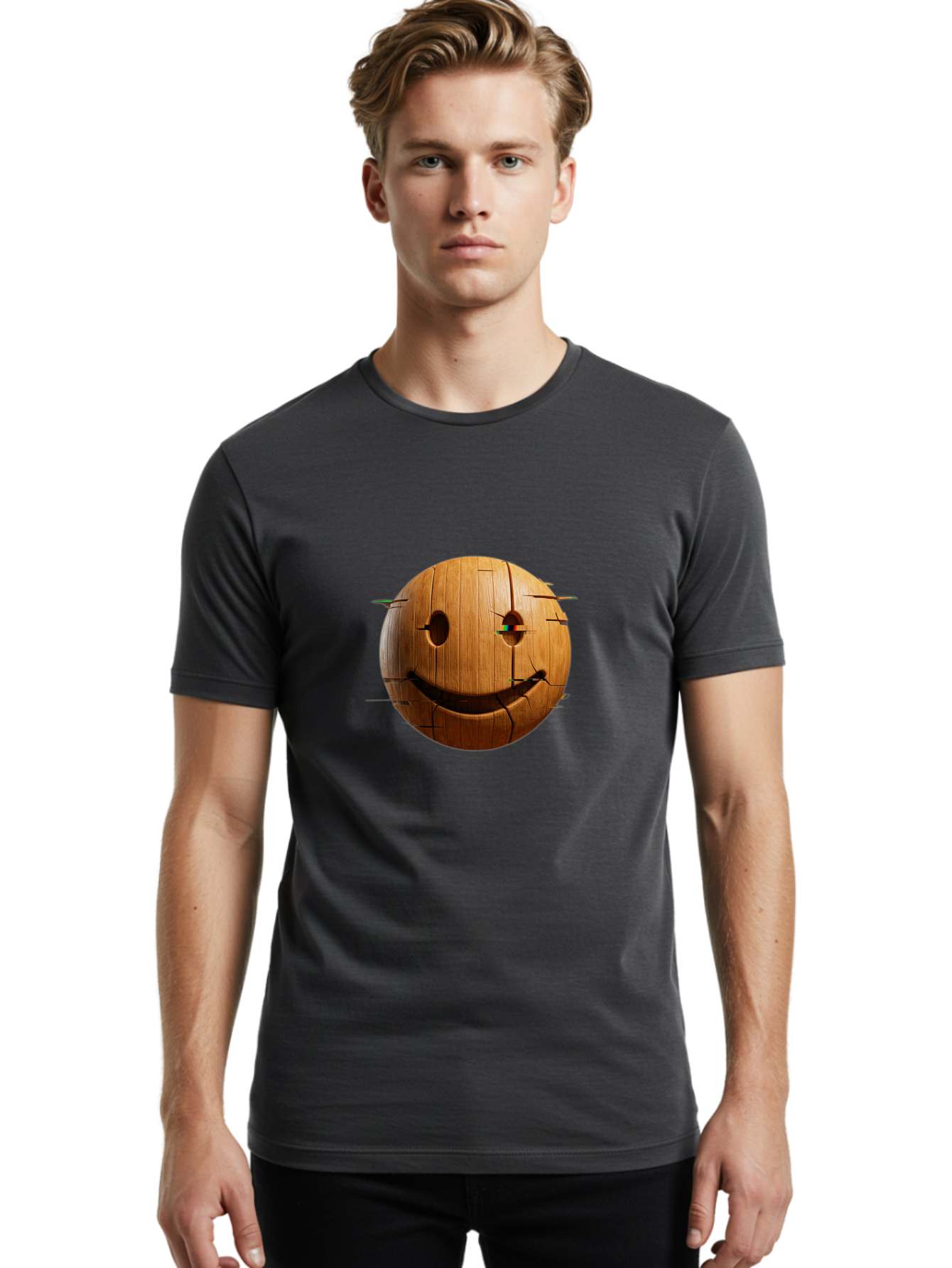 Wooden-Smiley Men'S Graphic Tee, 100% Cotton, Comfortable Casual Summer Wear, Machine Washable, Vintage Camera, Old Camera, Antique Camera, Black Camera, Classic Photography, Photography Equipment, Nostalgic Device, Film Camera, Camera Art Bal639