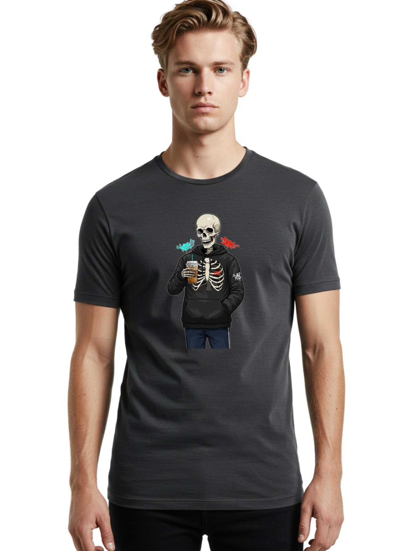 Xoxo-Kiss-Kiss-Skeleton Men'S Graphic Tee, 100% Cotton, Comfortable Casual Summer Wear, Machine Washable, Vintage Camera, Old Camera, Antique Camera, Black Camera, Classic Photography, Photography Equipment, Nostalgic Device, Film Camera, Bal643