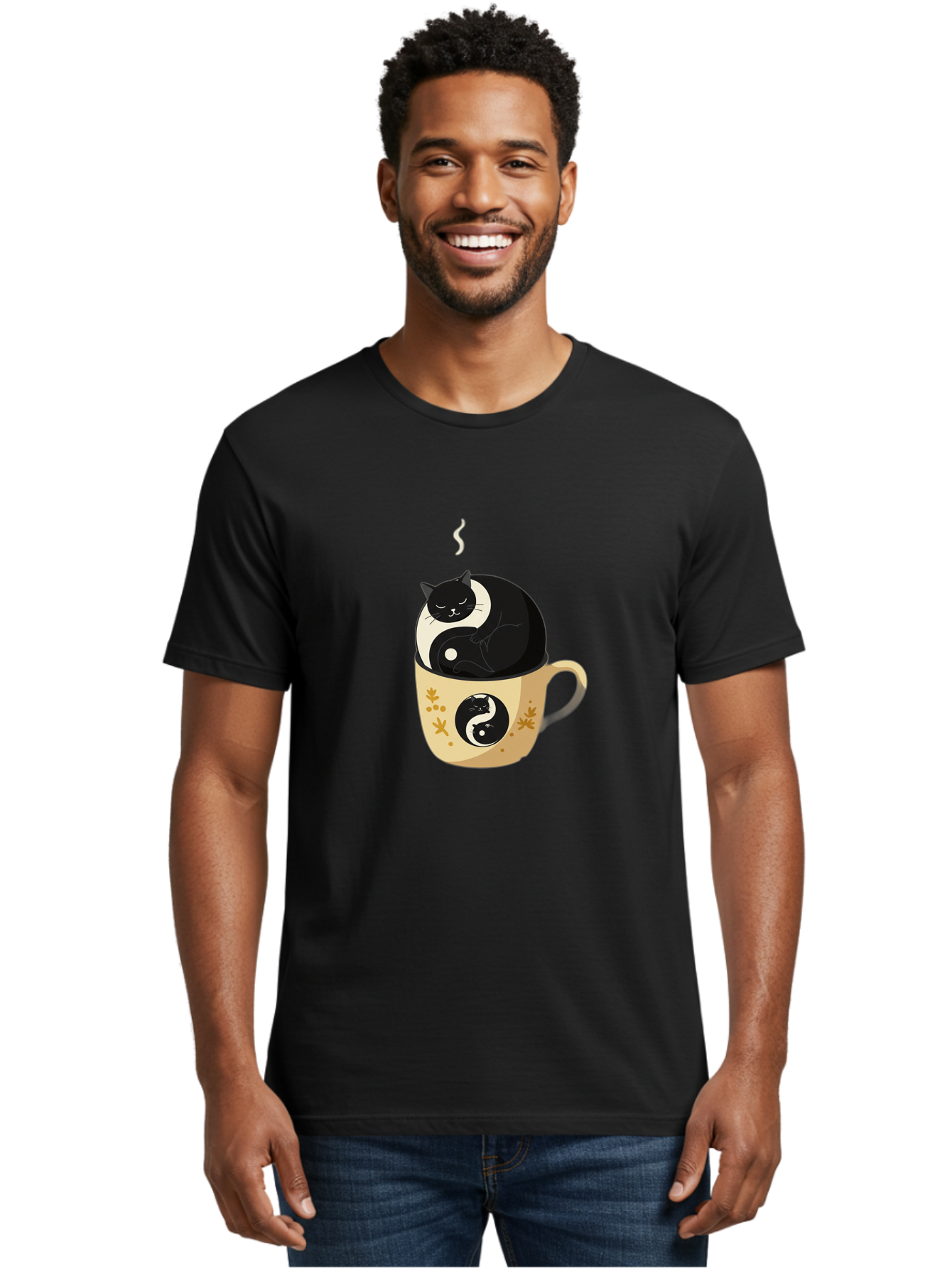 Yin-Yang-Cat Men'S Graphic Tee, 100% Cotton, Comfortable Casual Summer Wear, Machine Washable, Vintage Camera, Old Camera, Antique Camera, Black Camera, Classic Photography, Photography Equipment, Nostalgic Device, Film Camera, Camera Art Bal645
