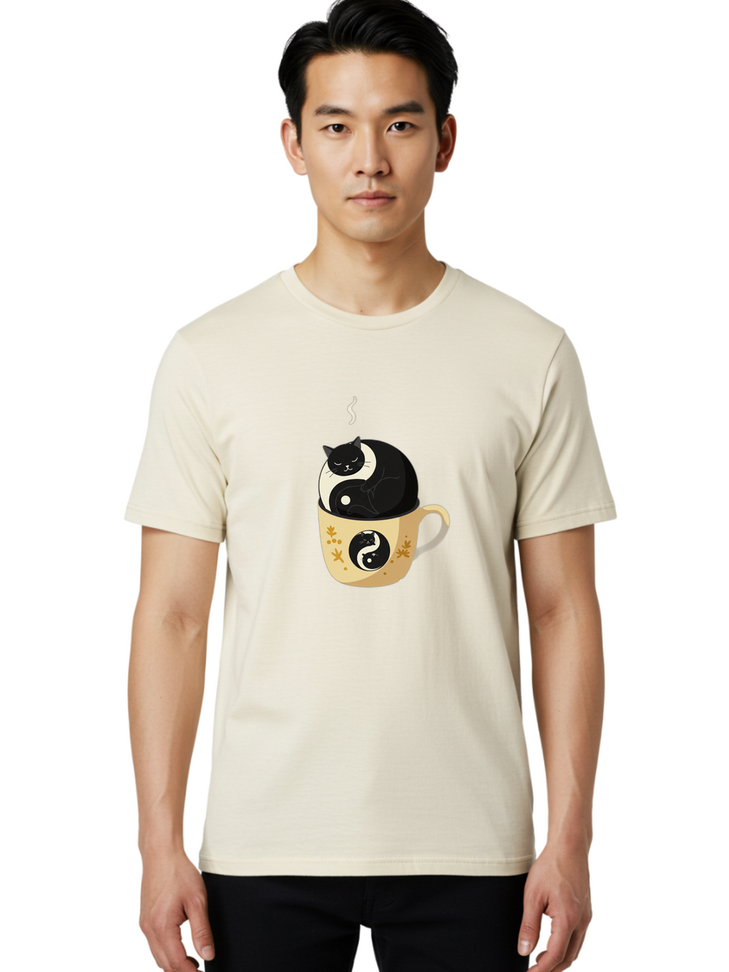 Yin-Yang-Cat Men'S Graphic Tee, 100% Cotton, Comfortable Casual Summer Wear, Machine Washable, Vintage Camera, Old Camera, Antique Camera, Black Camera, Classic Photography, Photography Equipment, Nostalgic Device, Film Camera, Camera Art Bal645
