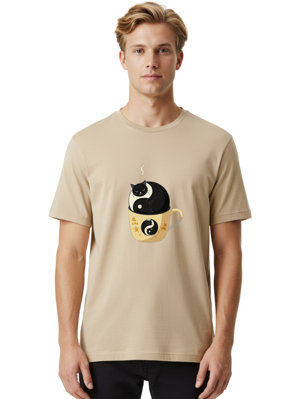 Yin-Yang-Cat Men'S Graphic Tee, 100% Cotton, Comfortable Casual Summer Wear, Machine Washable, Vintage Camera, Old Camera, Antique Camera, Black Camera, Classic Photography, Photography Equipment, Nostalgic Device, Film Camera, Camera Art Bal645