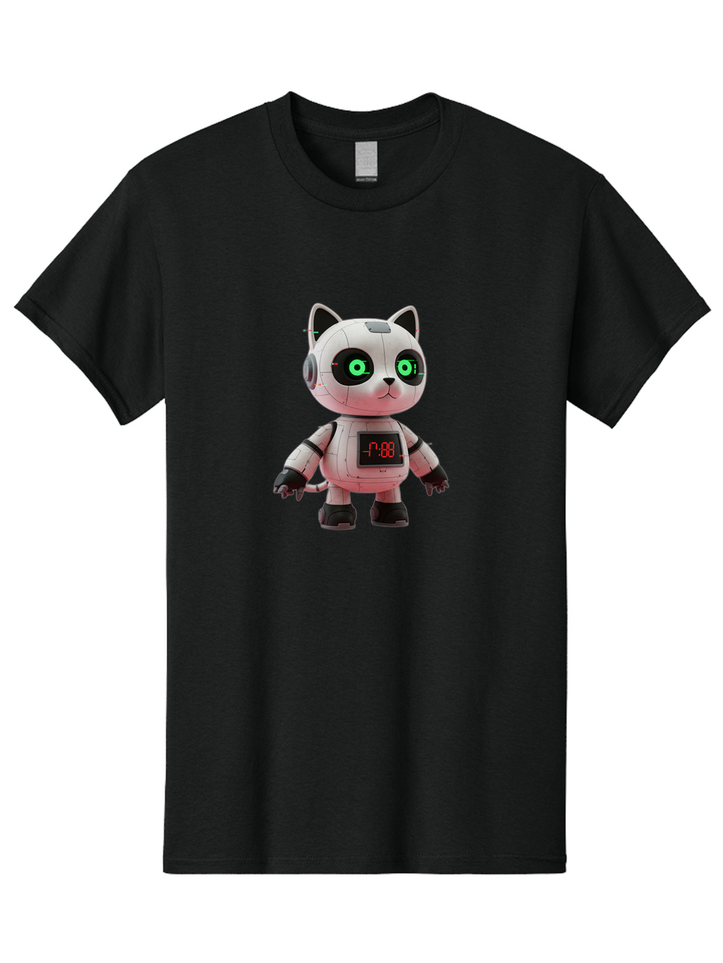 7-88-Robot-Cat Men'S Graphic Tee, 100% Cotton, Comfortable Casual Summer Wear, Machine Washable, Vintage Camera, Old Camera, Antique Camera, Black Camera, Classic Photography, Photography Equipment, Nostalgic Device, Film Camera, Camera Art Bal651