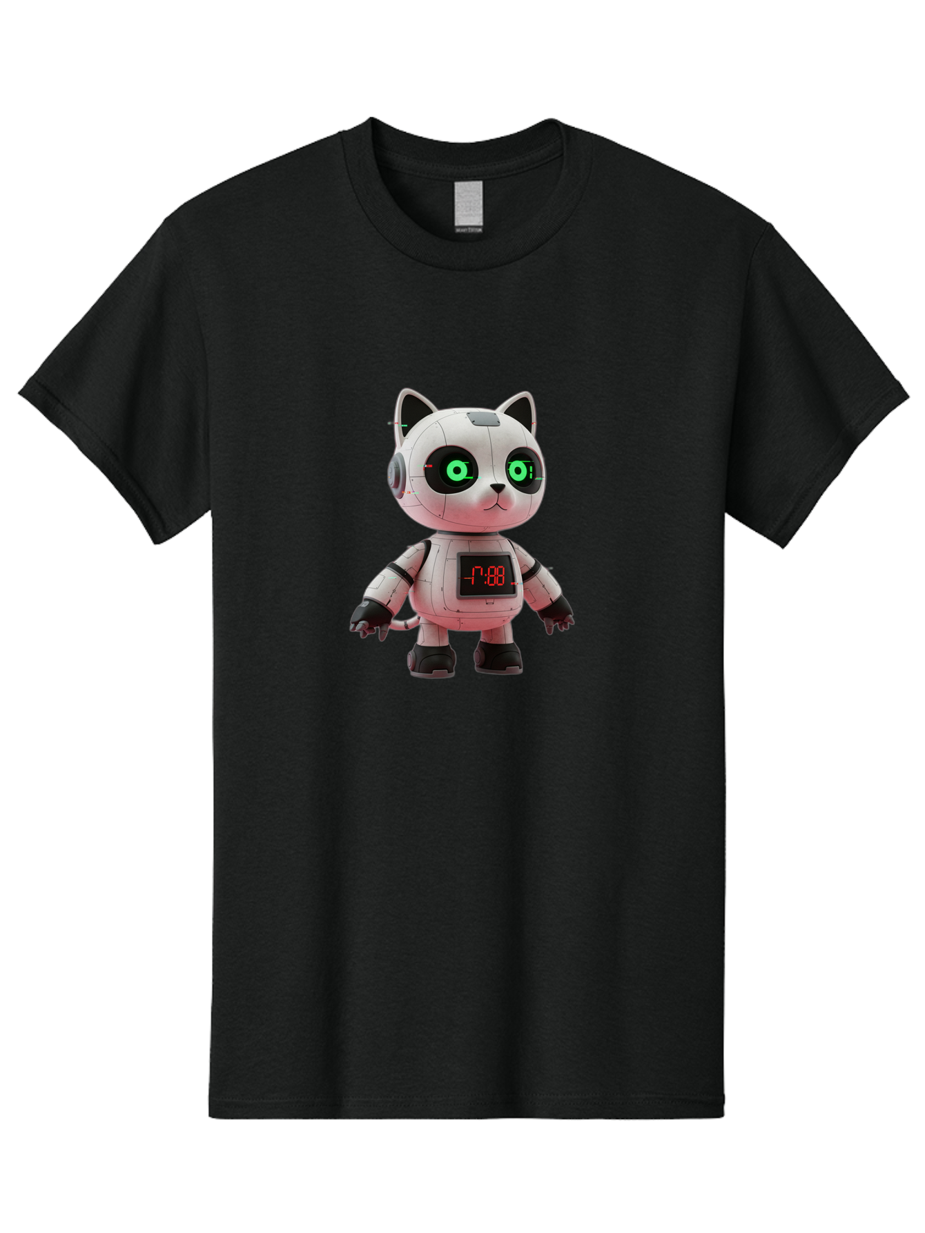 7-88-Robot-Cat Men'S Graphic Tee, 100% Cotton, Comfortable Casual Summer Wear, Machine Washable, Vintage Camera, Old Camera, Antique Camera, Black Camera, Classic Photography, Photography Equipment, Nostalgic Device, Film Camera, Camera Art Bal651