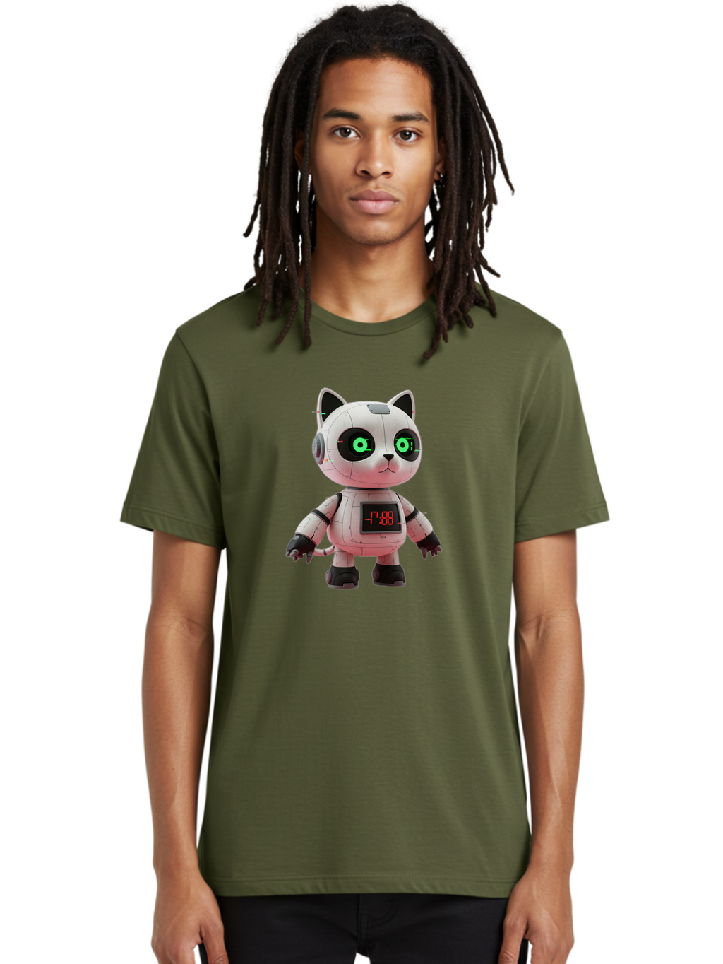 7-88-Robot-Cat Men'S Graphic Tee, 100% Cotton, Comfortable Casual Summer Wear, Machine Washable, Vintage Camera, Old Camera, Antique Camera, Black Camera, Classic Photography, Photography Equipment, Nostalgic Device, Film Camera, Camera Art Bal651