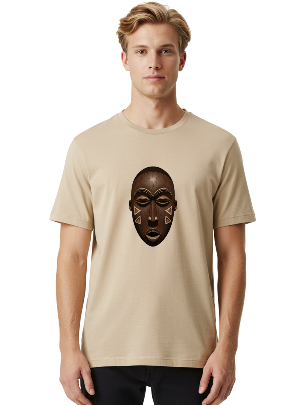 African-Mask-1 Men'S Graphic Tee, 100% Cotton, Comfortable Casual Summer Wear, Machine Washable, Vintage Camera, Old Camera, Antique Camera, Black Camera, Classic Photography, Photography Equipment, Nostalgic Device, Film Camera, Camera Art Bal659
