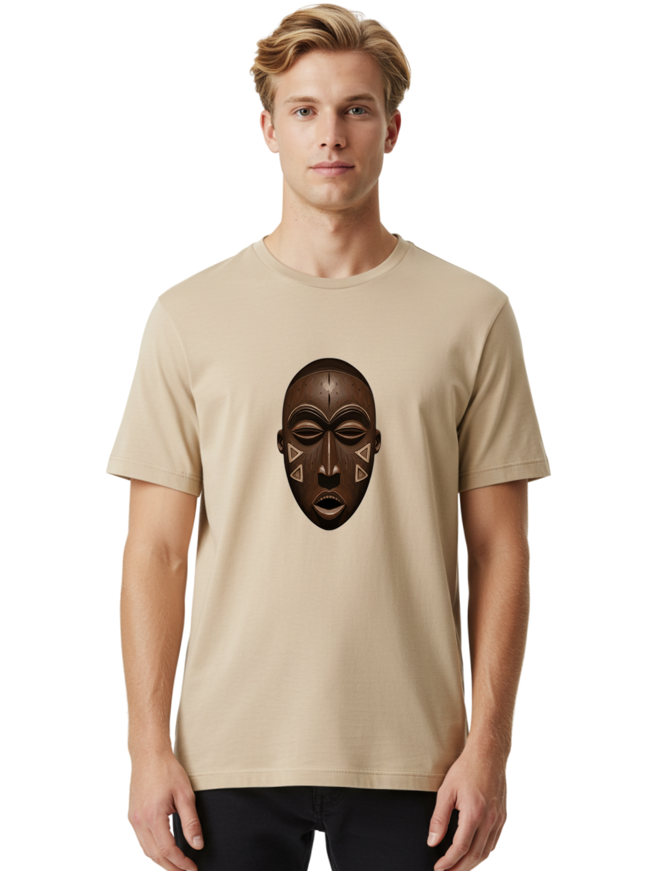 African-Mask-1 Men'S Graphic Tee, 100% Cotton, Comfortable Casual Summer Wear, Machine Washable, Vintage Camera, Old Camera, Antique Camera, Black Camera, Classic Photography, Photography Equipment, Nostalgic Device, Film Camera, Camera Art Bal659