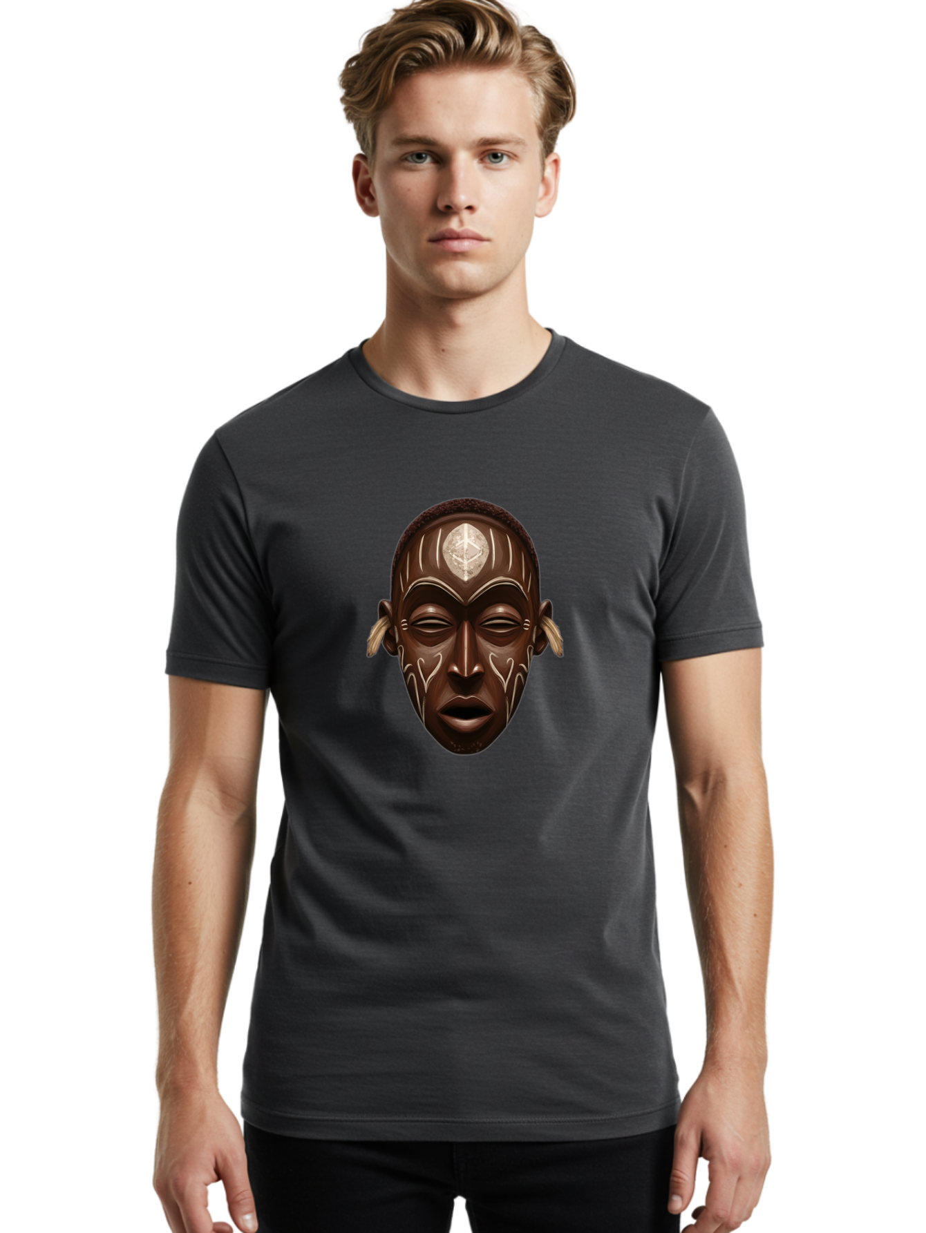 African-Mask-2 Men'S Graphic Tee, 100% Cotton, Comfortable Casual Summer Wear, Machine Washable, Vintage Camera, Old Camera, Antique Camera, Black Camera, Classic Photography, Photography Equipment, Nostalgic Device, Film Camera, Camera Art Bal660