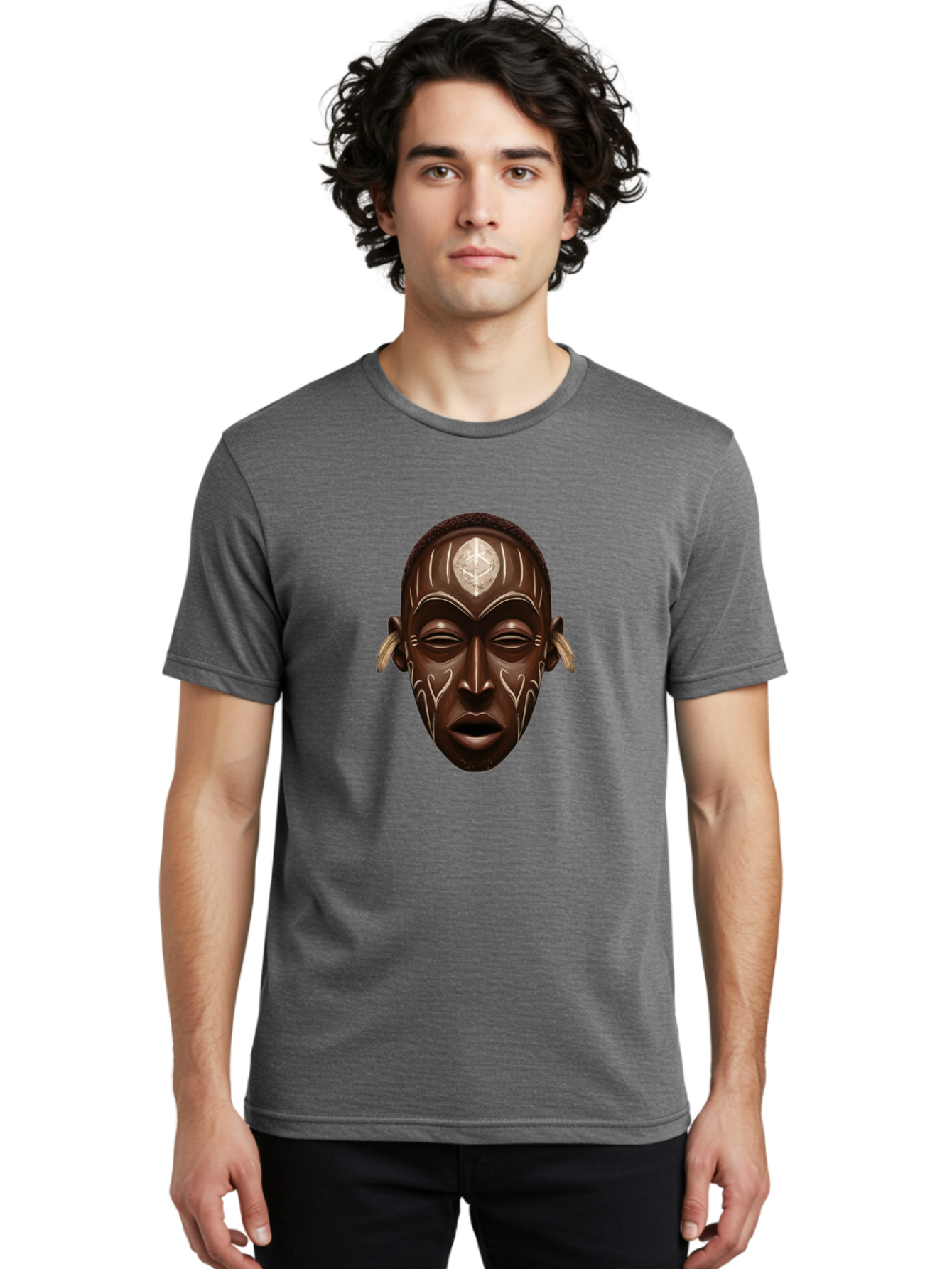 African-Mask-2 Men'S Graphic Tee, 100% Cotton, Comfortable Casual Summer Wear, Machine Washable, Vintage Camera, Old Camera, Antique Camera, Black Camera, Classic Photography, Photography Equipment, Nostalgic Device, Film Camera, Camera Art Bal660