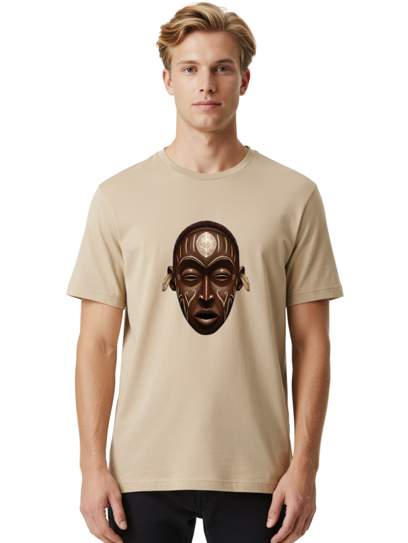 African-Mask-2 Men'S Graphic Tee, 100% Cotton, Comfortable Casual Summer Wear, Machine Washable, Vintage Camera, Old Camera, Antique Camera, Black Camera, Classic Photography, Photography Equipment, Nostalgic Device, Film Camera, Camera Art Bal660